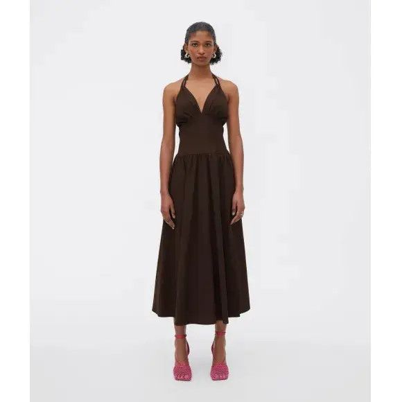 Bottega Veneta o1bcso1str0225 Midi Dress in Brown Size XL / US 12-14 / IT 48-50 - 2 Thumbnail