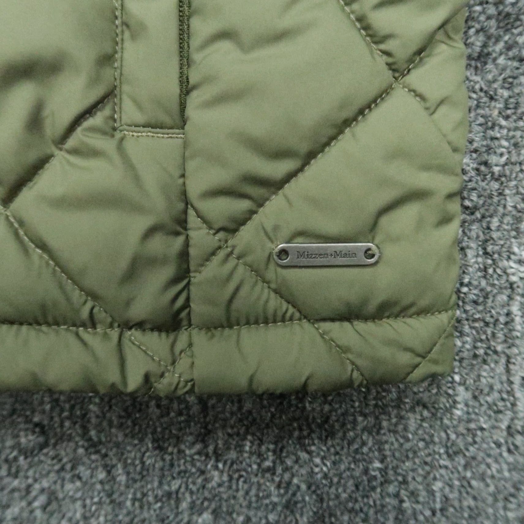 Mizzen+Main Mizzen+Main Jacket Mens M Green Quilted Puffer Full Zip Snap Mid-Length Stand-Up Collar Winter Fall Spring Size US M / EU 48-50 / 2 - 6 Thumbnail