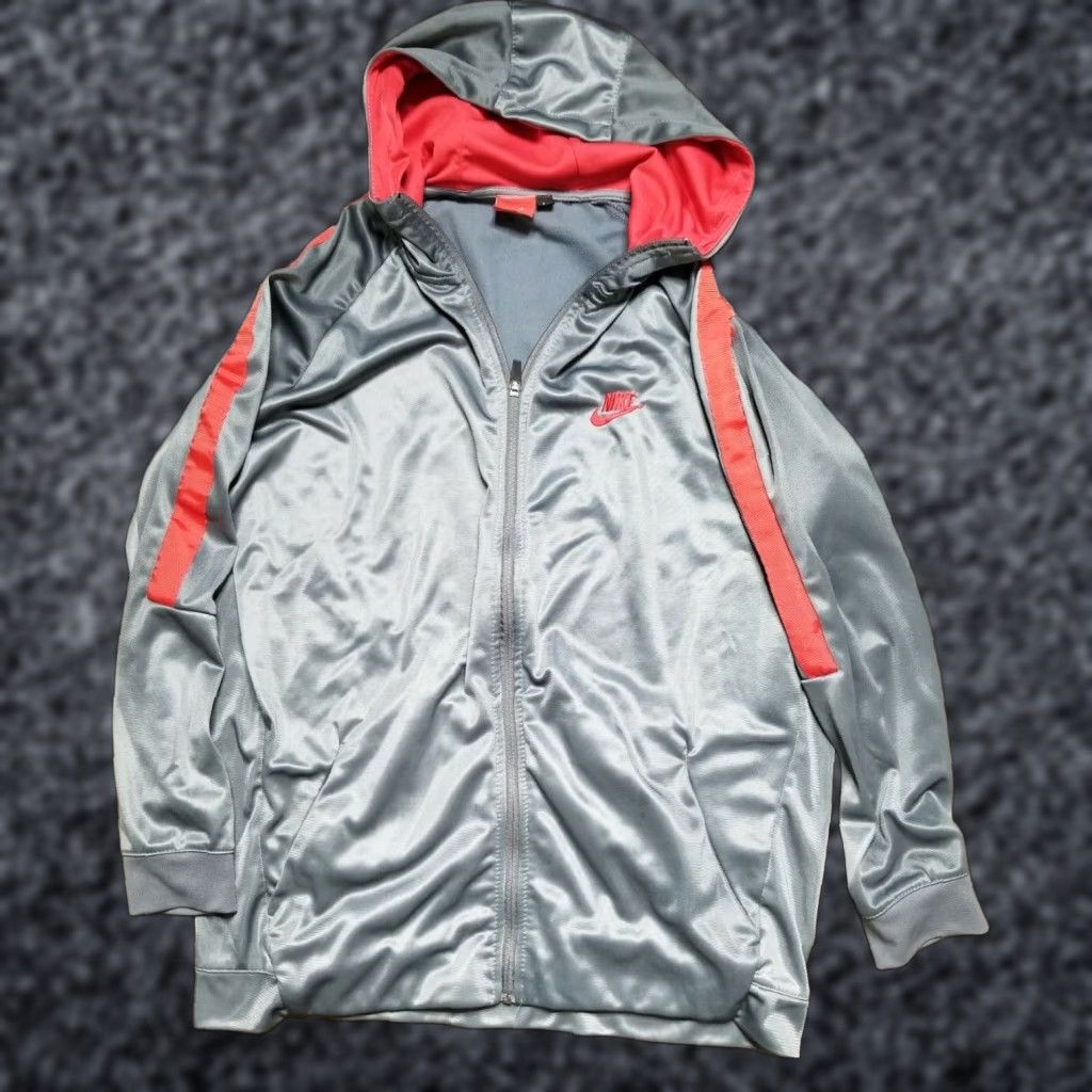 Nike VINTAGE Nike Zip Up Hoodie Sweatshirt Distressed Gray Red Tag Mens L Gr ay Size US L / EU 52-54 / 3 - 1 Thumbnail