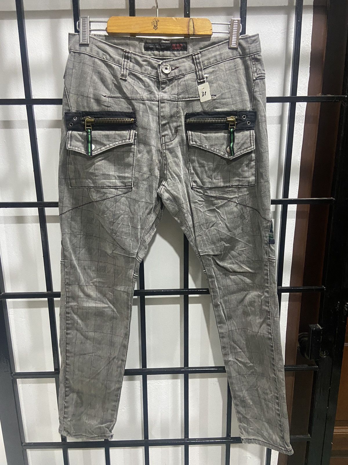 Designer ILDF punk zipped checkered pants Size US 31 - 1 Thumbnail