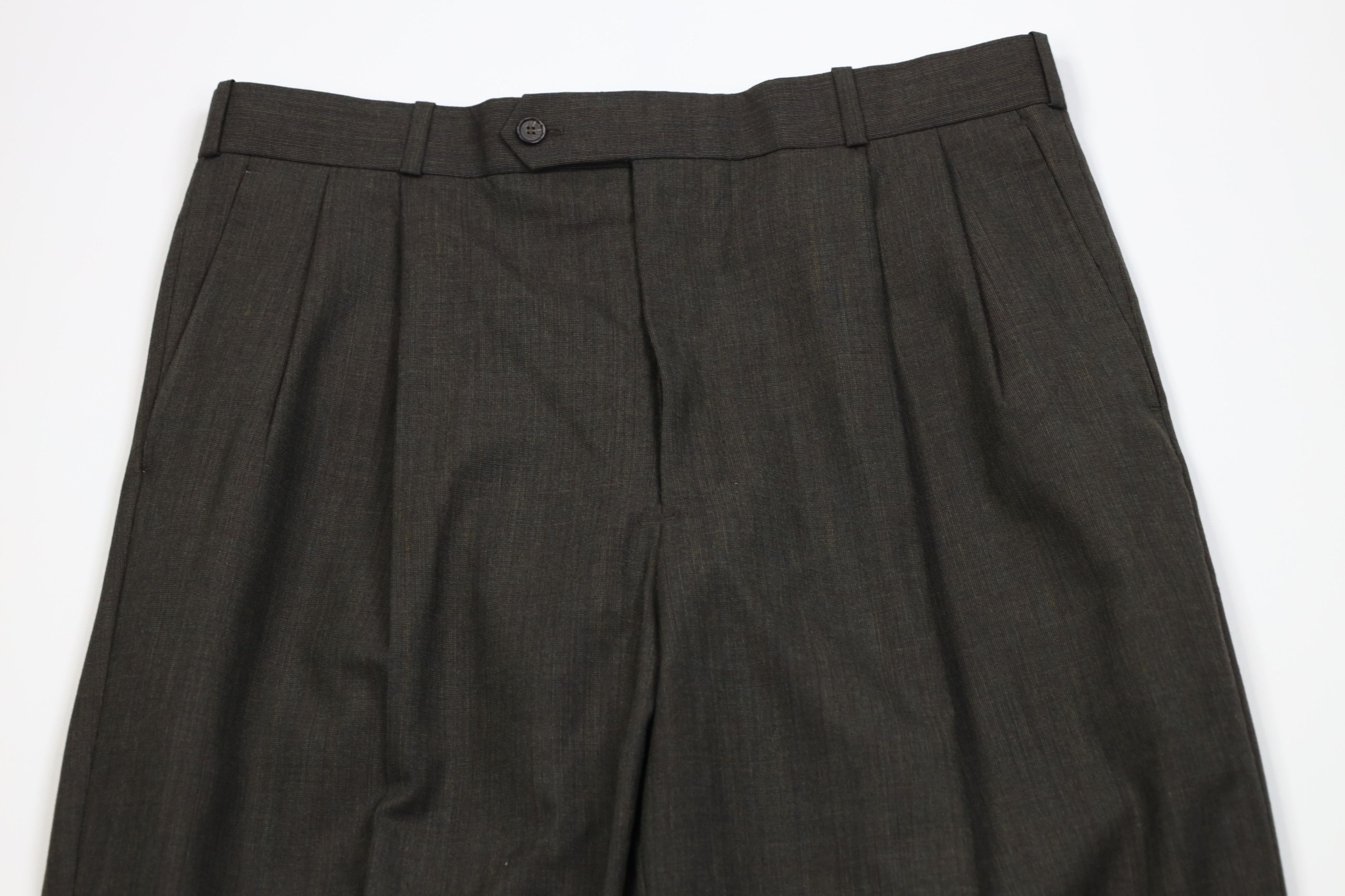 Vintage Vintage 90s Streetwear Wool Knit Wide Leg Chino Pants Green Size US 34 / EU 50 - 2 Thumbnail