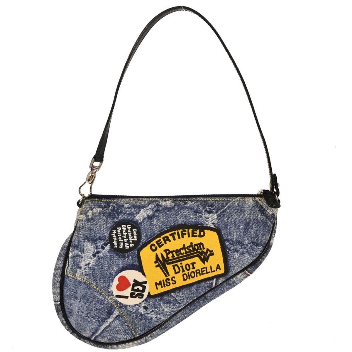 Dior Christian Dior Vintage Saddle Bag Printed Denim Size ONE SIZE - 1 Thumbnail