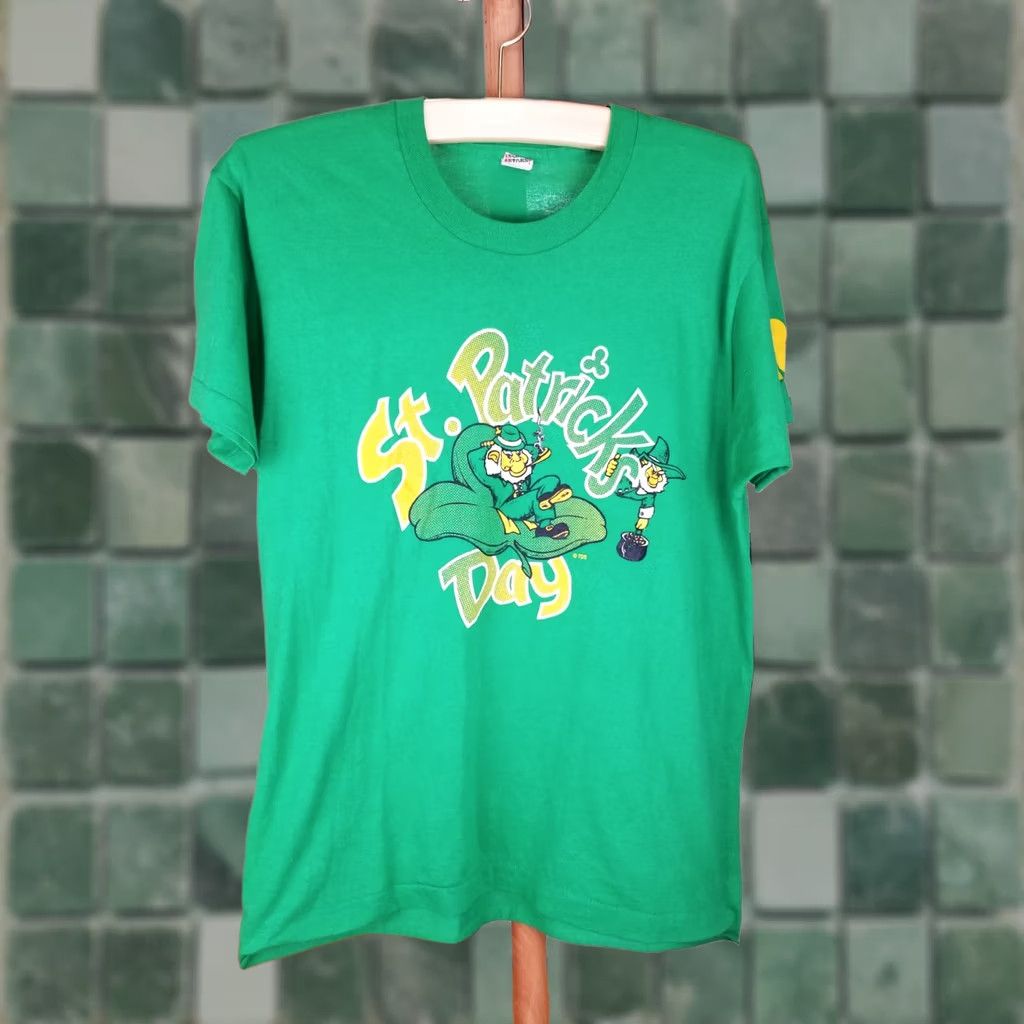 Vintage VINTAGE SCREEN STAR Shirt Mens XL Green PATRICK DAY IRISH SINGLE STITCH Size US XL / EU 56 / 4 - 1 Thumbnail