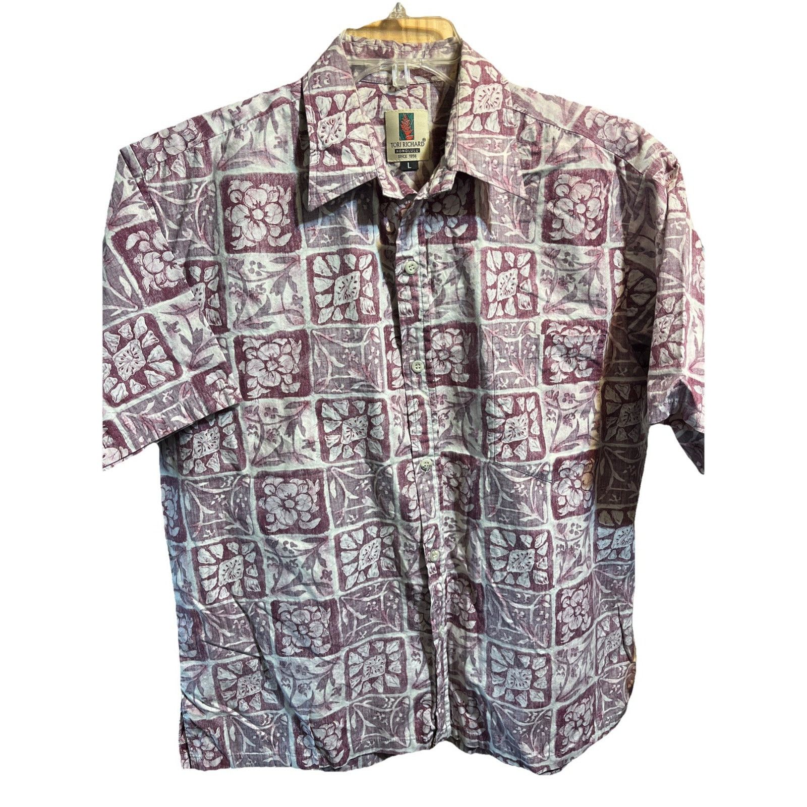 Tori Richard Tori Richard Vintage Mens L Red Floral Cotton Hawaiian Shirt Size US L / EU 52-54 / 3 - 1 Thumbnail