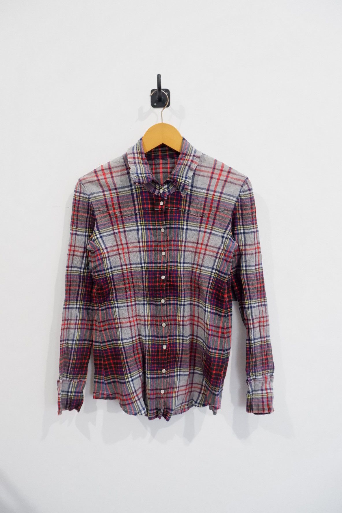 Issey Miyake VTG Tsumori Chisato Pleated Stretch Plaid Button Shirt Size M / US 6-8 / IT 42-44 - 1 Thumbnail