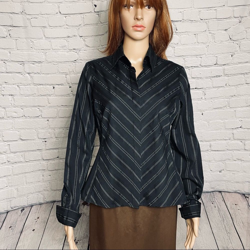 Worthington Worthington Stretch Black Stripes Blouse Shirt Size 8 Size M / US 6-8 / IT 42-44 - 1 Thumbnail
