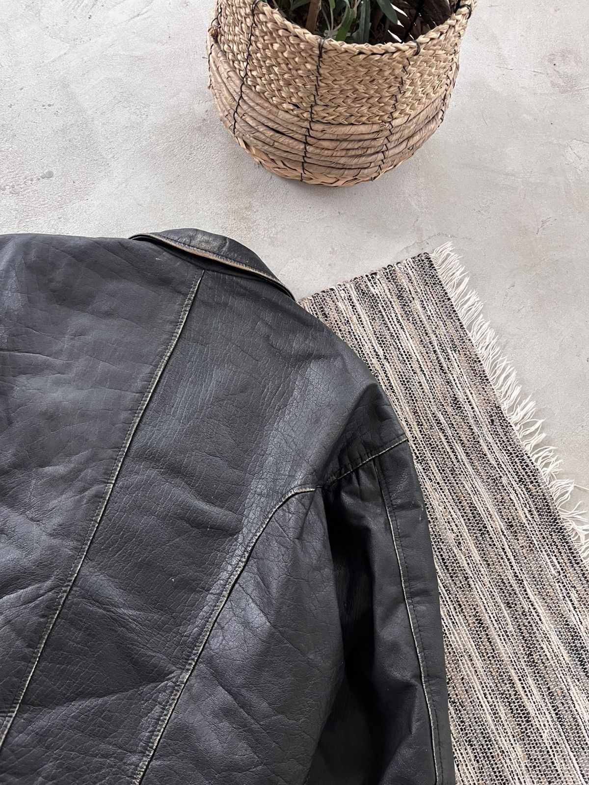 Harley Davidson Vintage Biker Faded Black Leather Moto Jacket Avantgarde Size US M / EU 48-50 / 2 - 13 Thumbnail