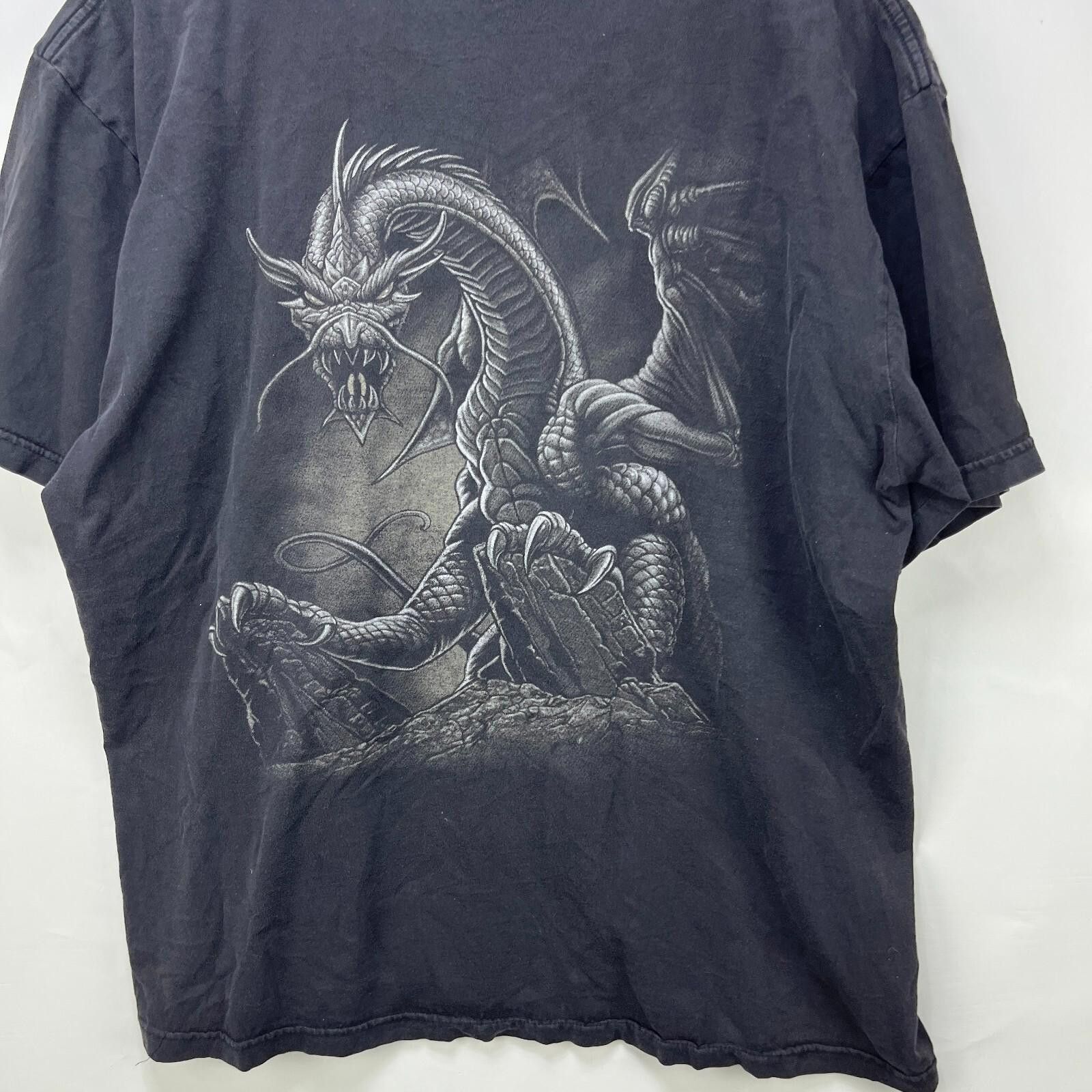 Vintage Vintage Y2K Dragon Sun Faded Art T-Shirt 2XL Size US XXL / EU 58 / 5 - 6 Thumbnail