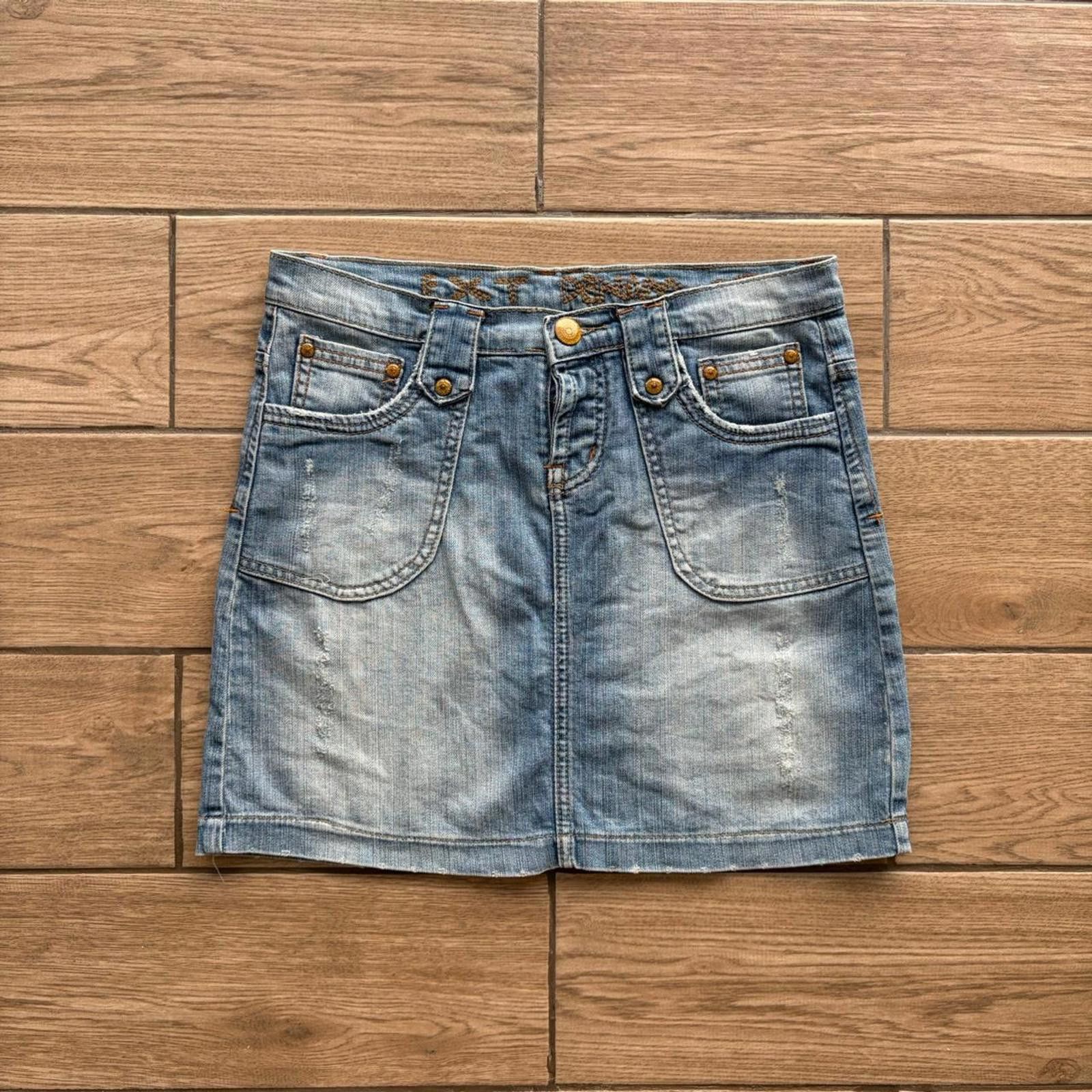 Other Y2K Light Wash Ext Denim Mid Length Skirt Size 30" / US 8 / IT 44 - 4 Thumbnail