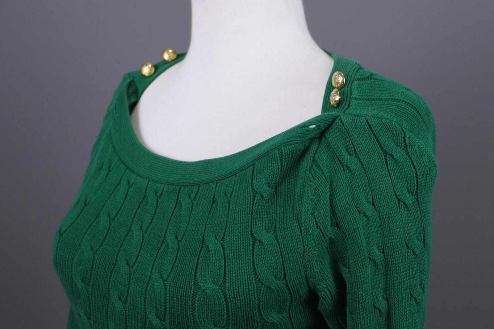 Lauren Ralph Lauren Green Rare Cable Knit Sweater Size XS