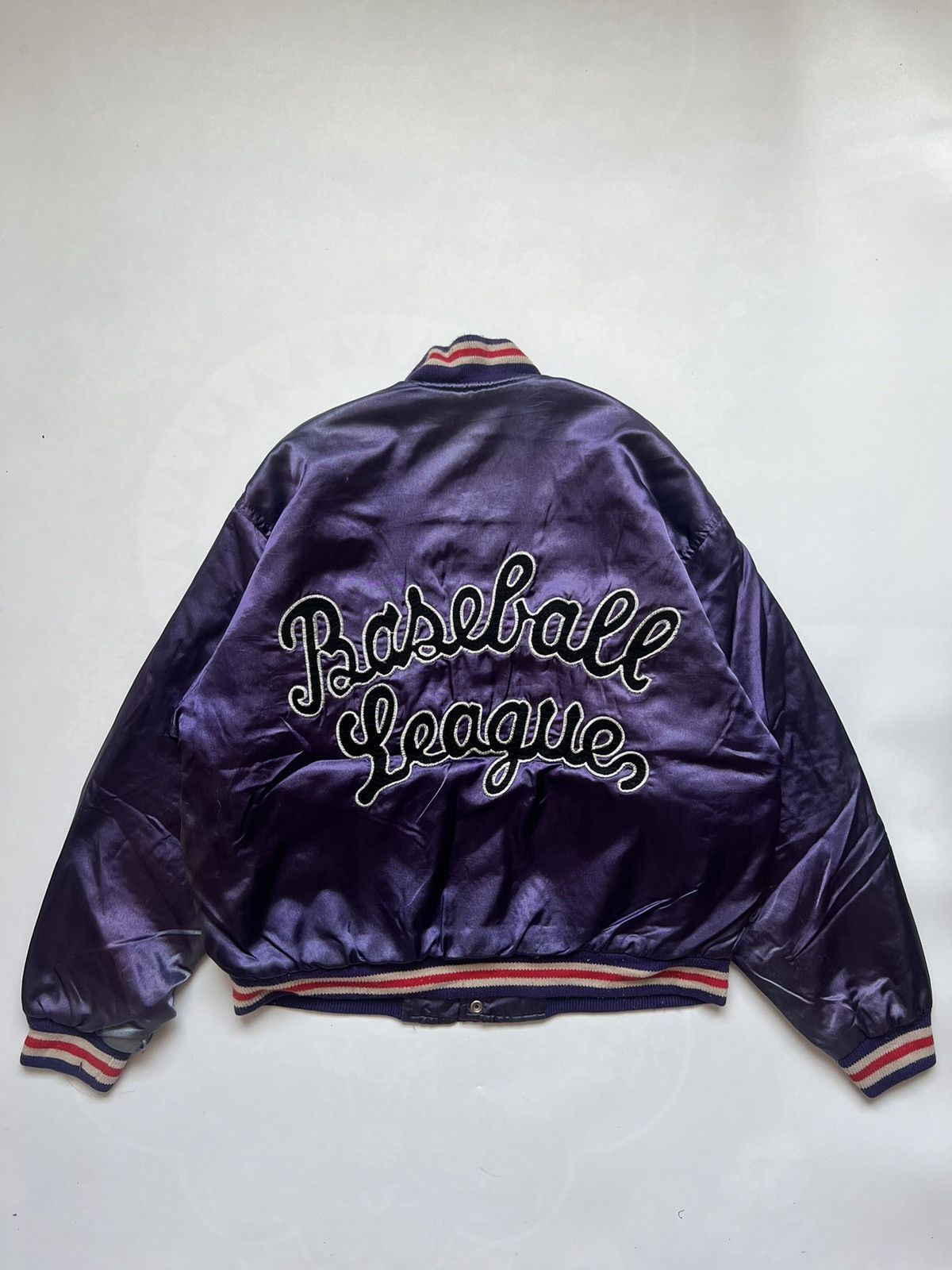 MLB Vtg Sun Faded Satin Baseball Varsity Snap Button By Machope Size US M / EU 48-50 / 2 - 1 Thumbnail