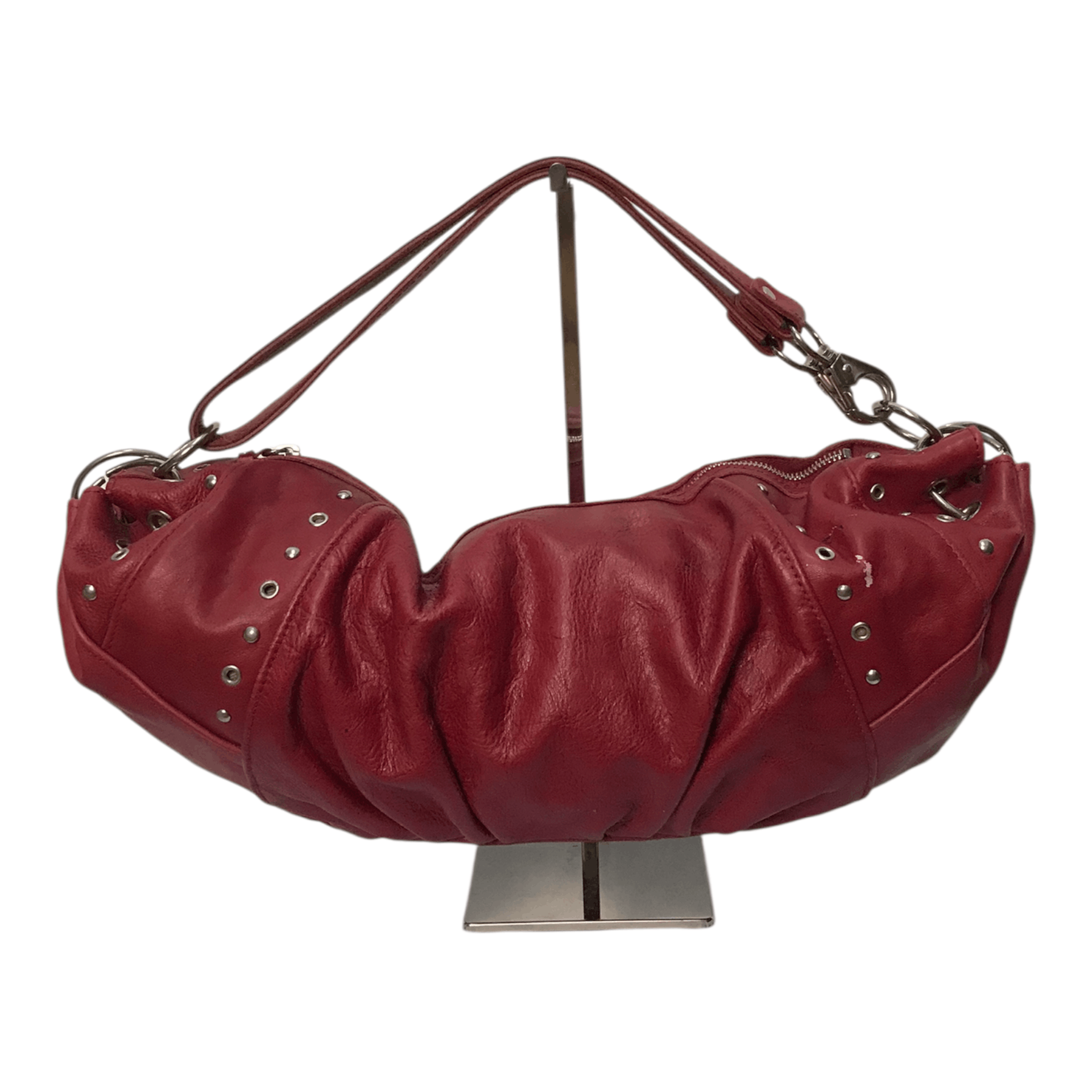 Leather Luca Studded Red Leather Sling/Hand Bag Size ONE SIZE - 6 Thumbnail