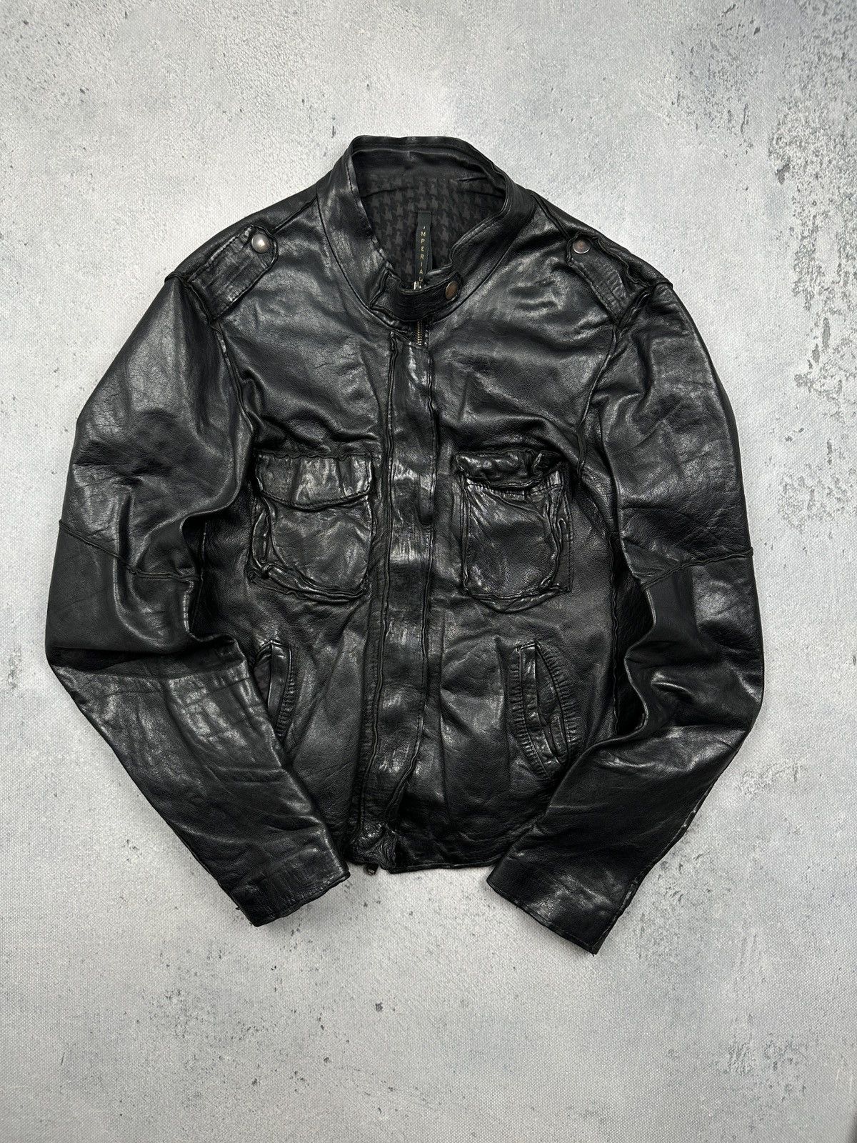 Imperial Imperial Vintage Black Leather Jacket Made in Italy Archive Size L / US 10 / IT 46 - 1 Thumbnail
