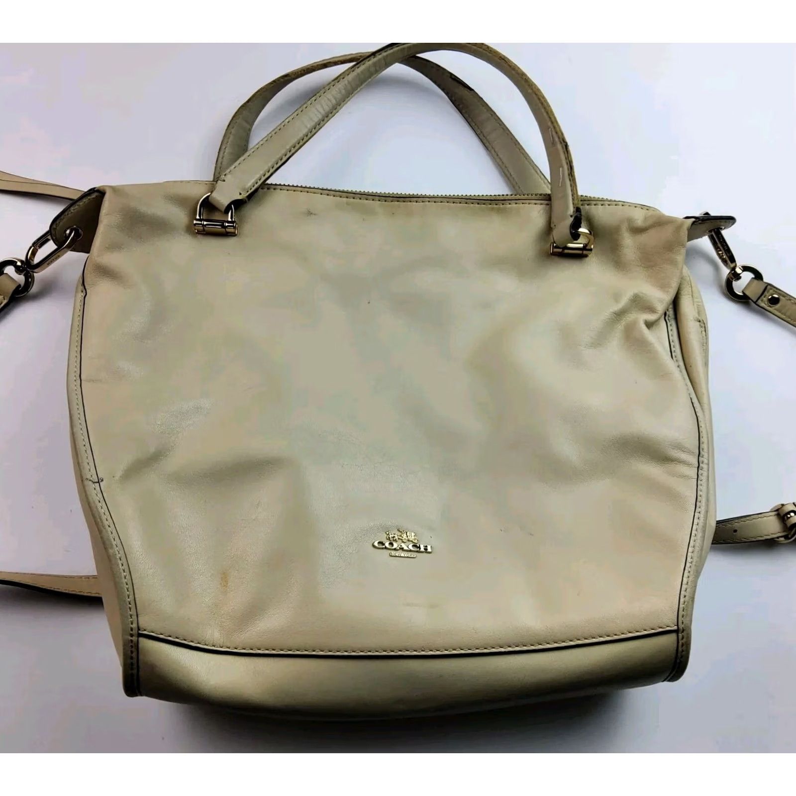 Coach Coach Shoulder Bag Purse Leather Ivory 32405 14x10.5x3.25 Women's Handbag Size ONE SIZE - 3 Thumbnail