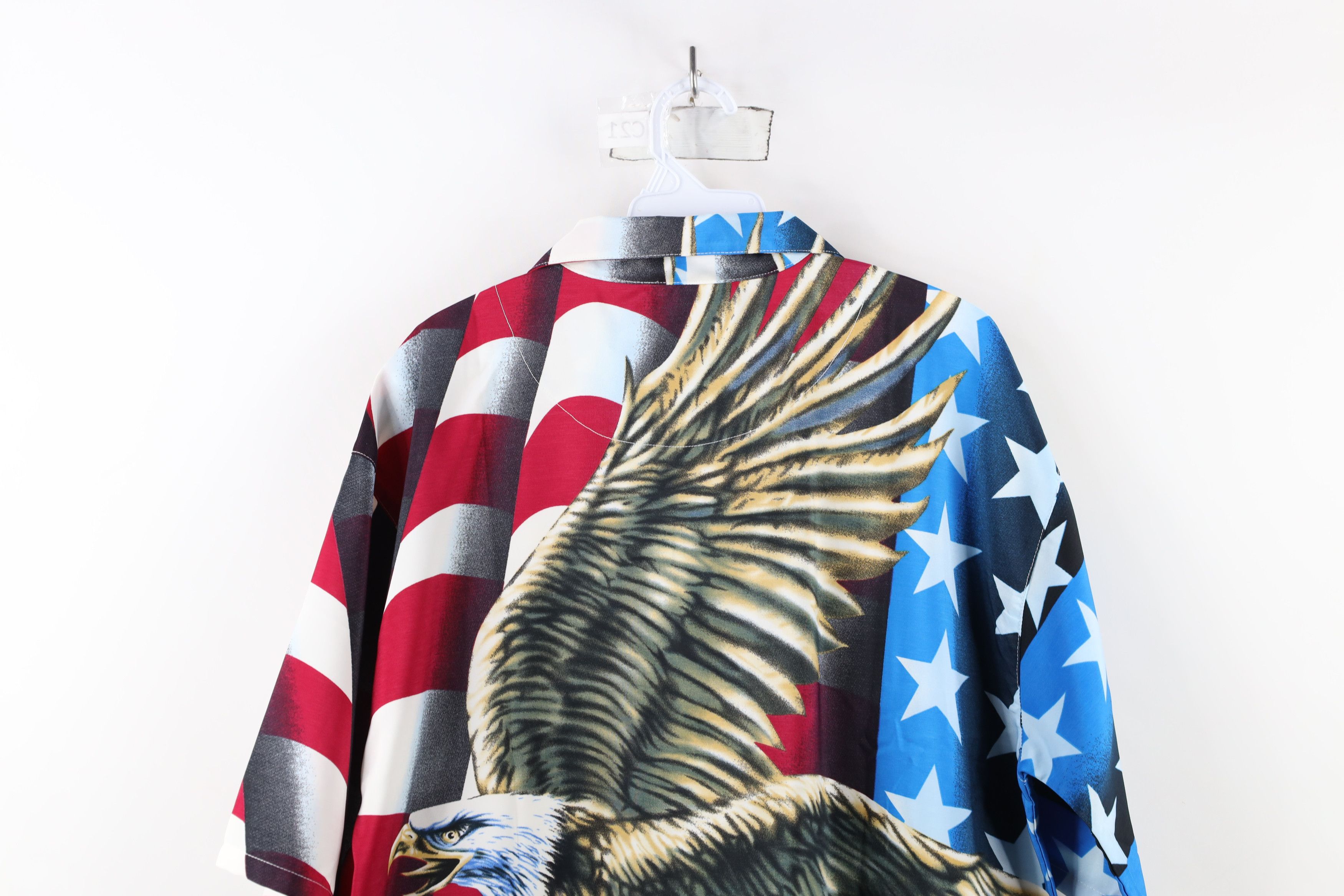 Vintage NOS Vintage 90s Streetwear Flag All Over Print Button Shirt Size US L / EU 52-54 / 3 - 11 Thumbnail