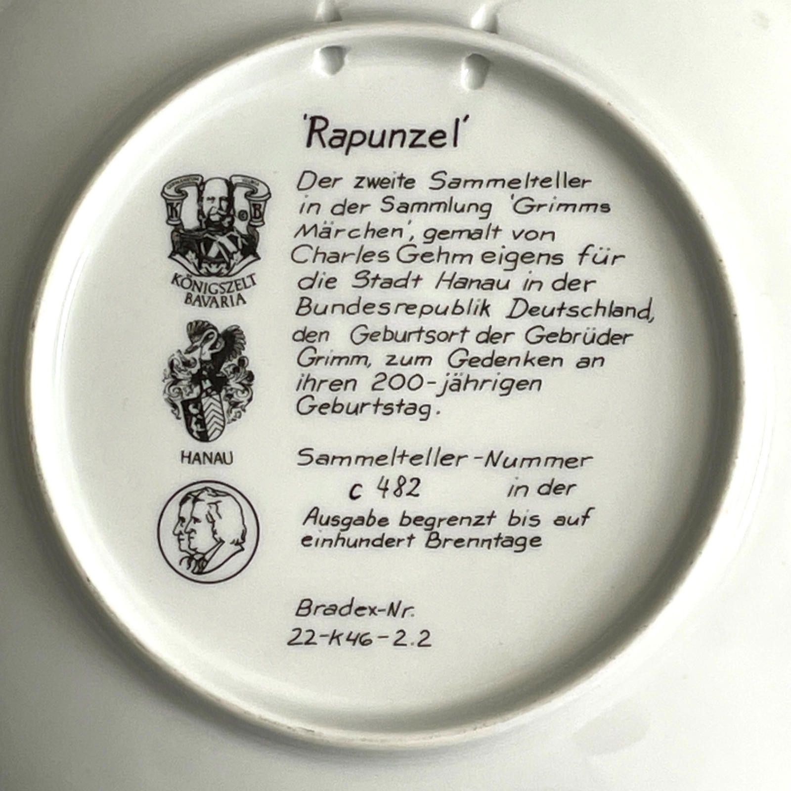 Other Rapunzel C482 Konigszelt Bavaria Grimm Plate Germany Size ONE SIZE - 2 Thumbnail