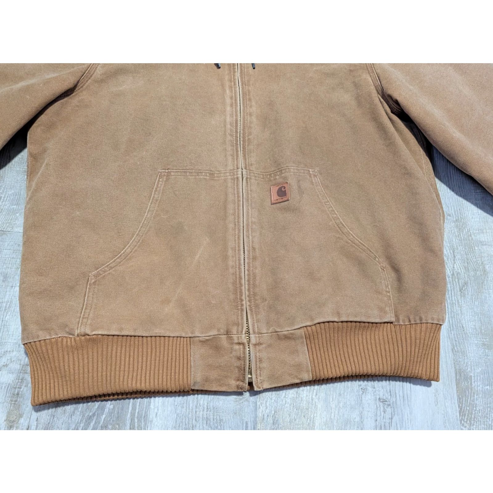 Carhartt Carhartt J130 Tan Duck Quilted Lined Workwear Jacket Men's Large Tall Hooded Size US L / EU 52-54 / 3 - 6 Thumbnail