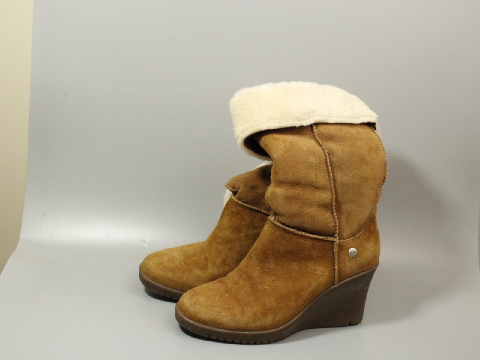 Ugg UGG Women's Brown Suede Wedge Boots with Shearling Lining Size US 6.5 / IT 36.5 - 1 Thumbnail