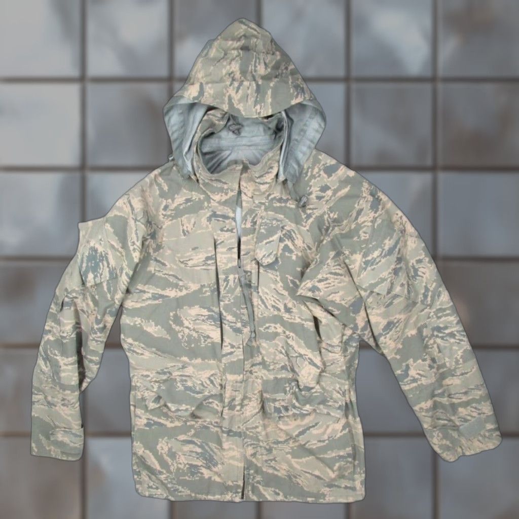 Industrie Tennier Industries Jacket Men S Short Green Tiger Stripe Camo Parka Nylon Size US 29 - 1 Thumbnail