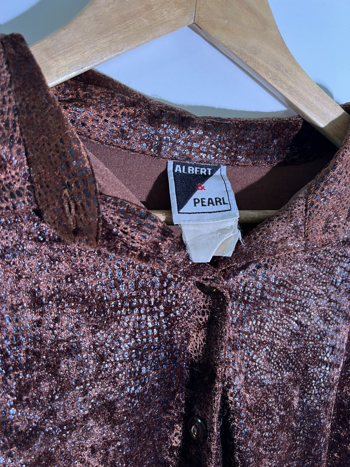 Vintage 90’s 2000’s Y2K VTG Vintage Albert & Pearl Brown Retro Shirt Size US L / EU 52-54 / 3 - 8 Thumbnail