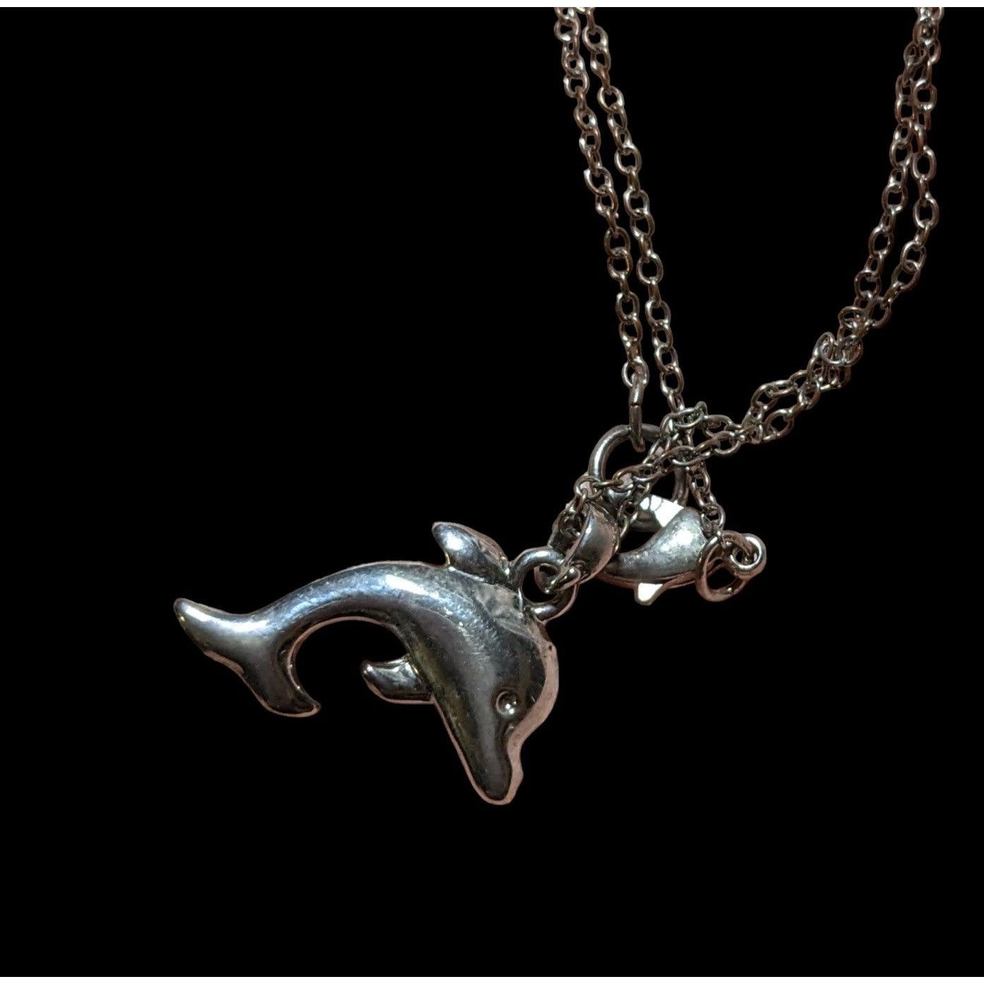 Other Reversible Silver Rhinestone Dolphin Necklace Size ONE SIZE - 6 Thumbnail