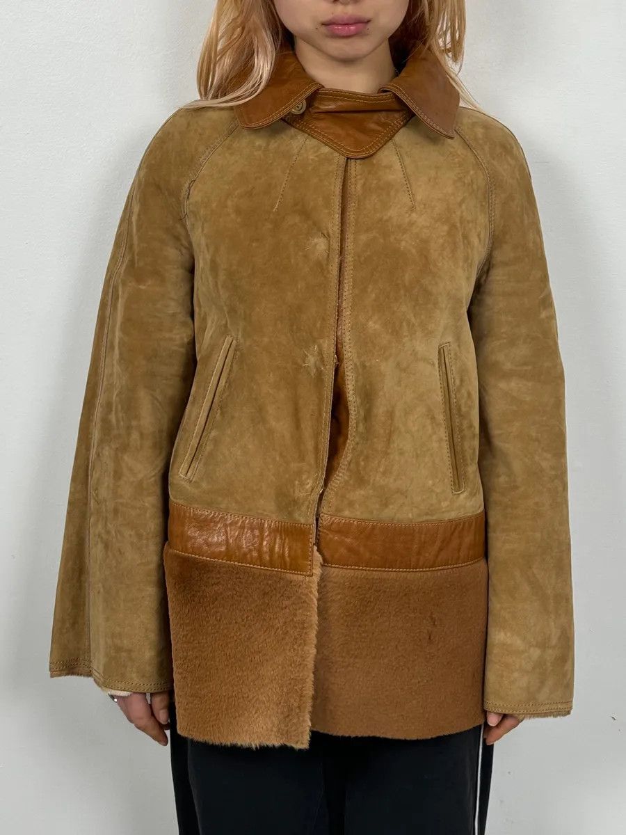 Dolce & Gabbana 2000s Dolce & Gabbana Beige & Brown Hybrid Fur Leather Jacket Size S / US 4 / IT 40 - 2 Thumbnail