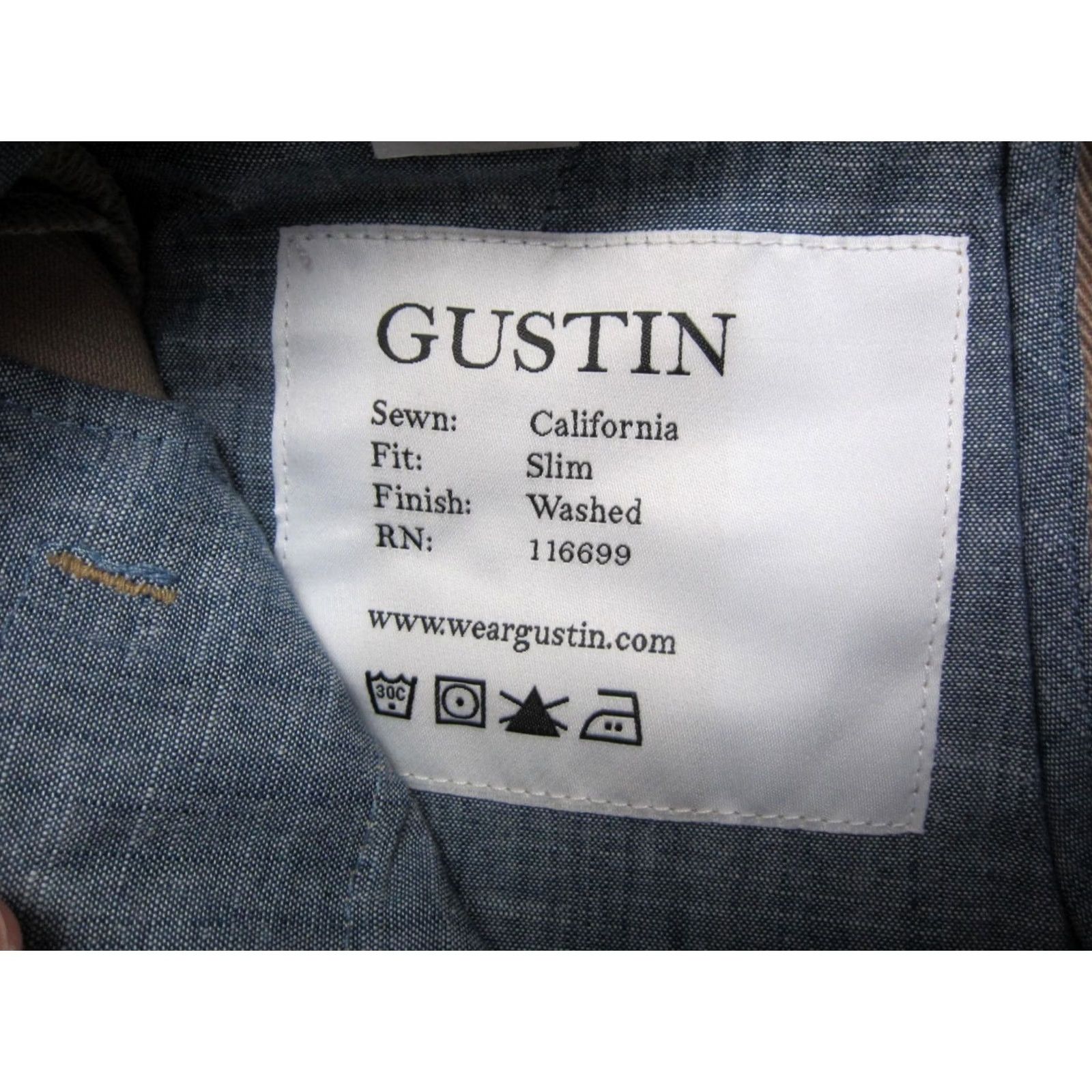 Gustin Gustin Pants Mens 31 Brown Slim Fit Washed Straight Chino Button Fly Made USA Size US 31 - 5 Thumbnail
