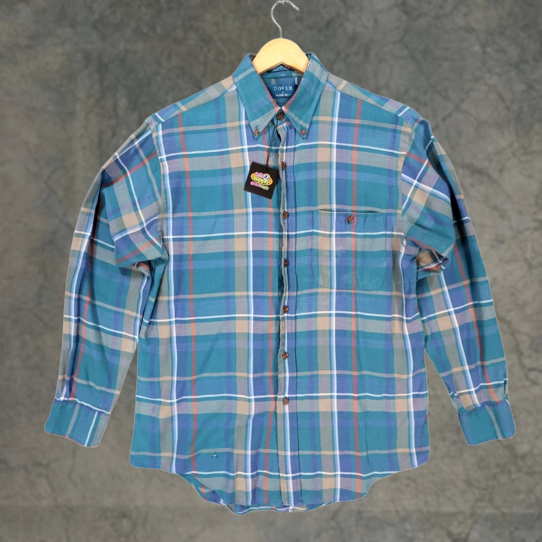Arrow Dover by Arrow Shirt Mens Medium Teal Plaid Chevella Button Down Excellent Long Sleeve Size US M / EU 48-50 / 2 - 1 Thumbnail