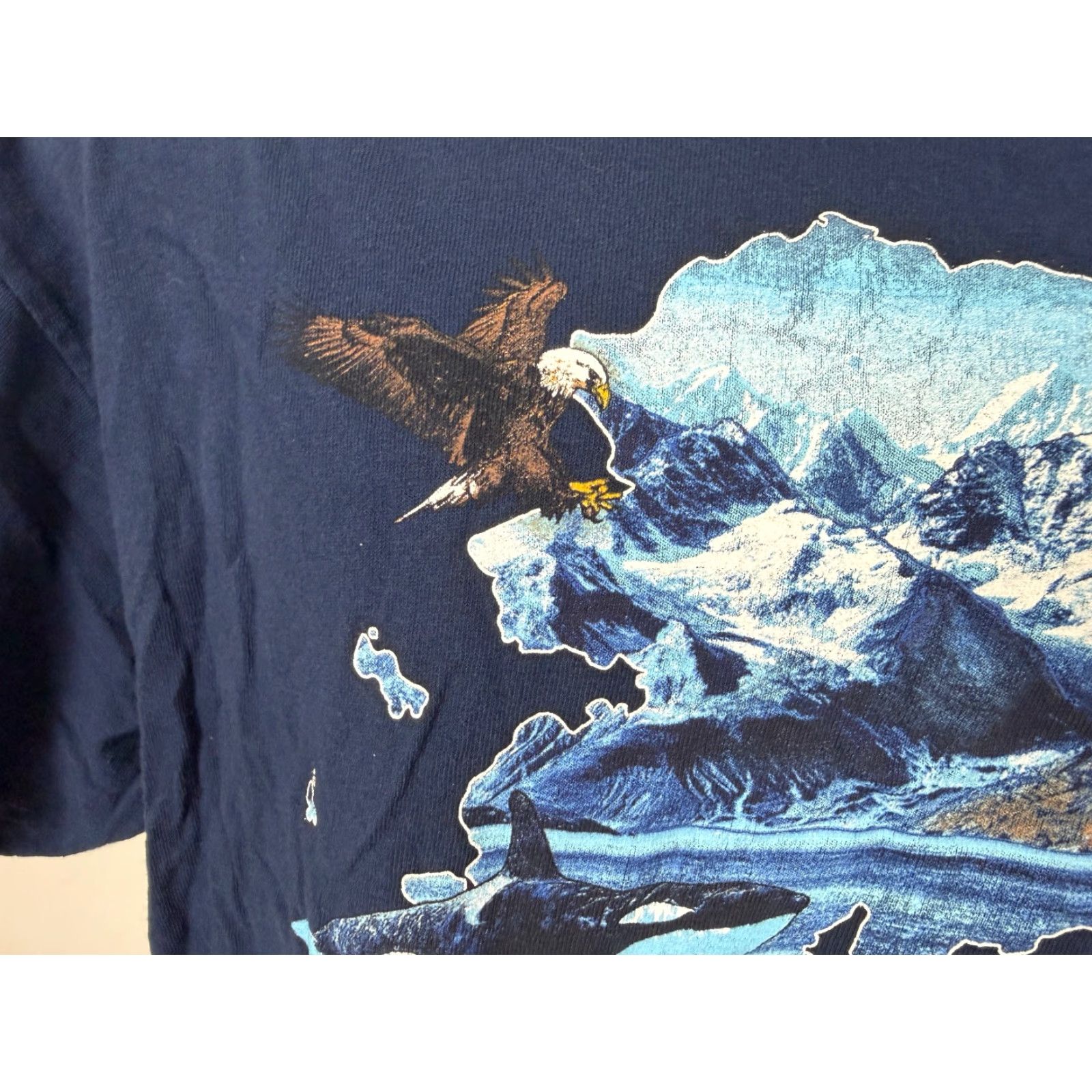 Delta Delta Alaska Shirt XL Men Navy Blue T-Shirt Animals Nature Outdoors Graphic Print Modern Fit Size US XL / EU 56 / 4 - 5 Thumbnail