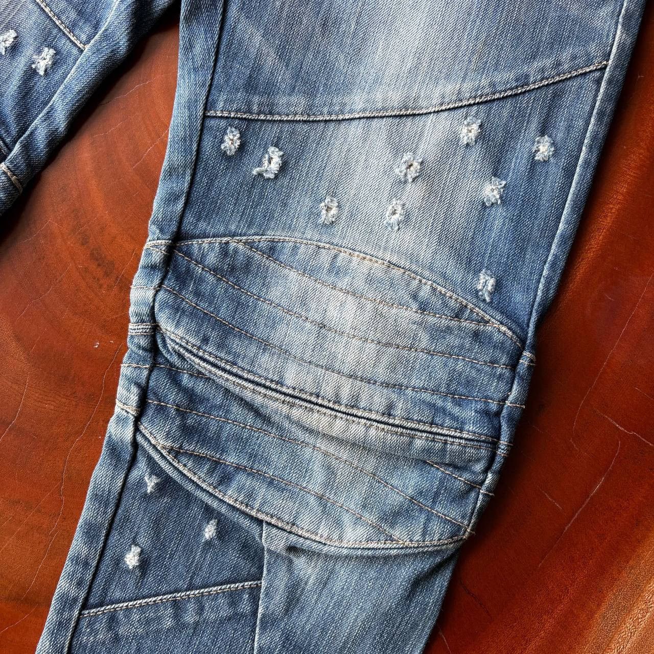 PPFM PPFM Biker Multipocket Zipper Stud Blue Jeans Pants Size US 31 - 12 Thumbnail
