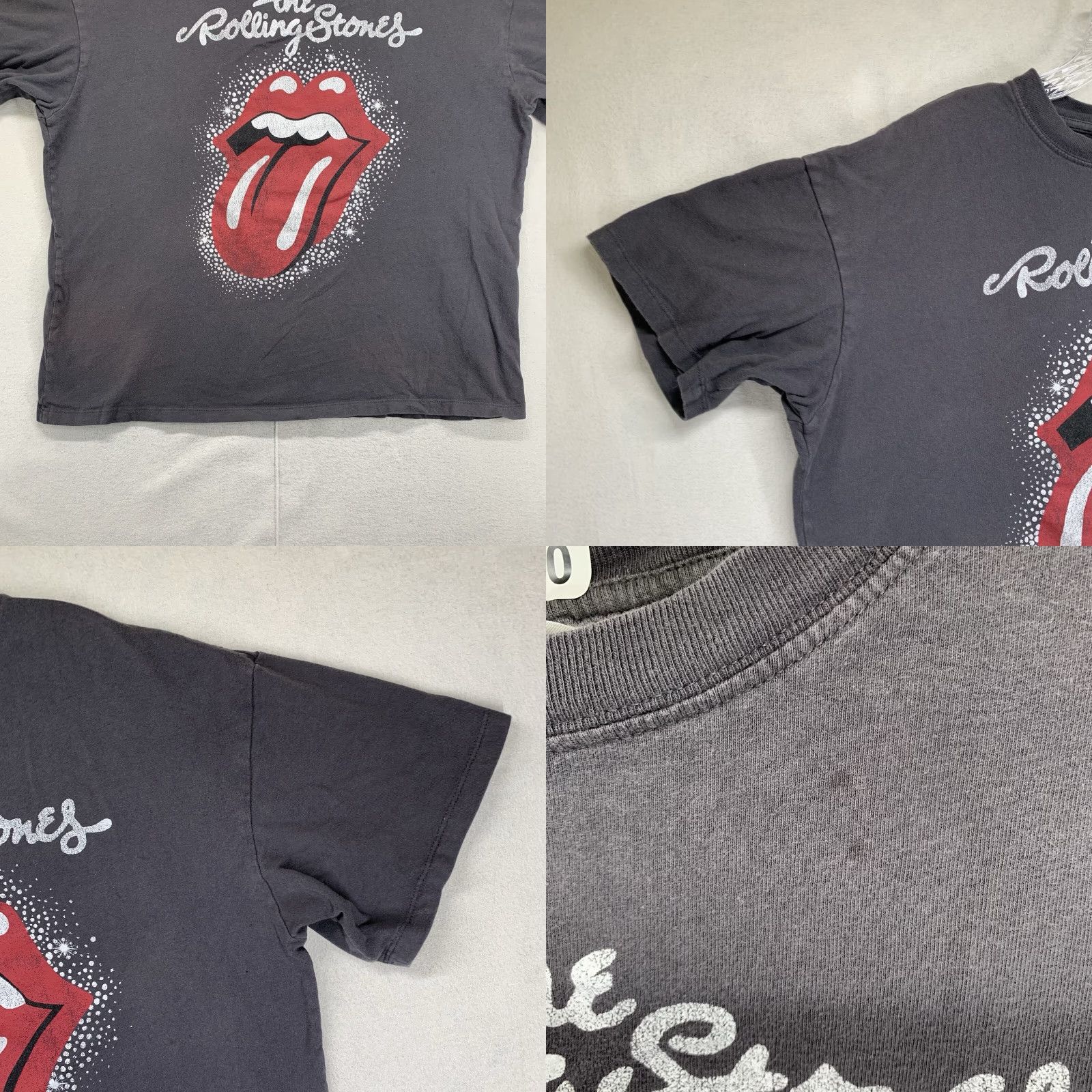H&M H&M The Rolling Stones Graphic T-Shirt Women’s Medium Faded Gray Crop Big Lips Logo Rock Music Grunge Size M / US 6-8 / IT 42-44 - 8 Thumbnail