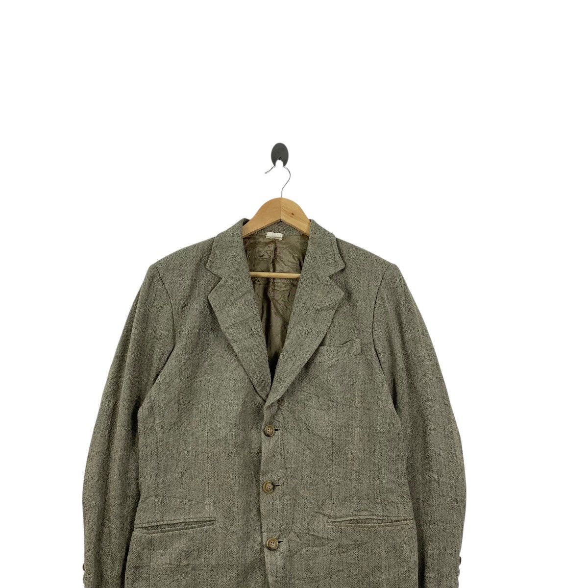 Adolfo Dominguez Vintage ADOLFO DOMINGUEZ Silk Linen Blazer Coat Peacoat Size 46L - 2 Thumbnail