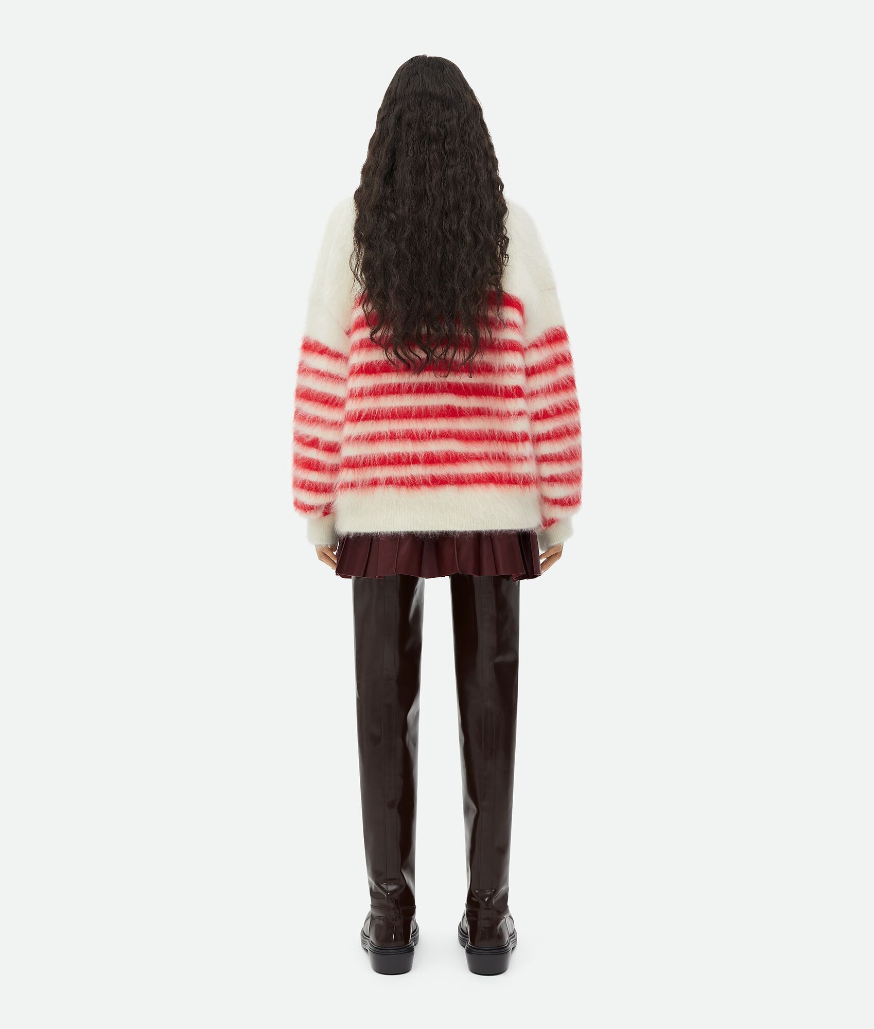 Bottega Veneta o1n1vont0325 Heavy Marinière Mohair Sweater in White/Red Size S / US 4 / IT 40 - 3 Thumbnail