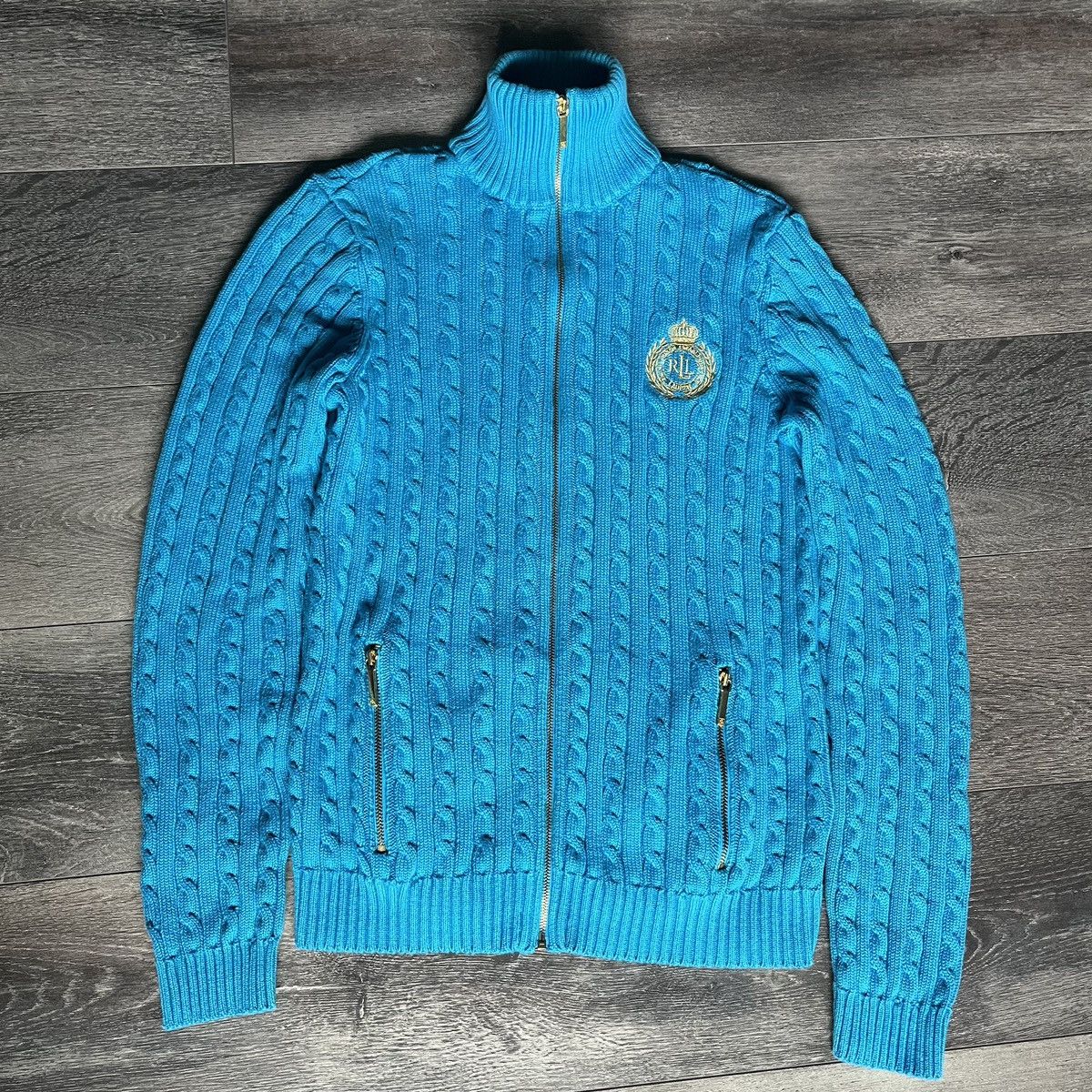 Lauren Ralph Lauren Vintage 2000s Polo Ralph Lauren Cable Rope Knit Zip Jacket Size M / US 6-8 / IT 42-44 - 1 Thumbnail
