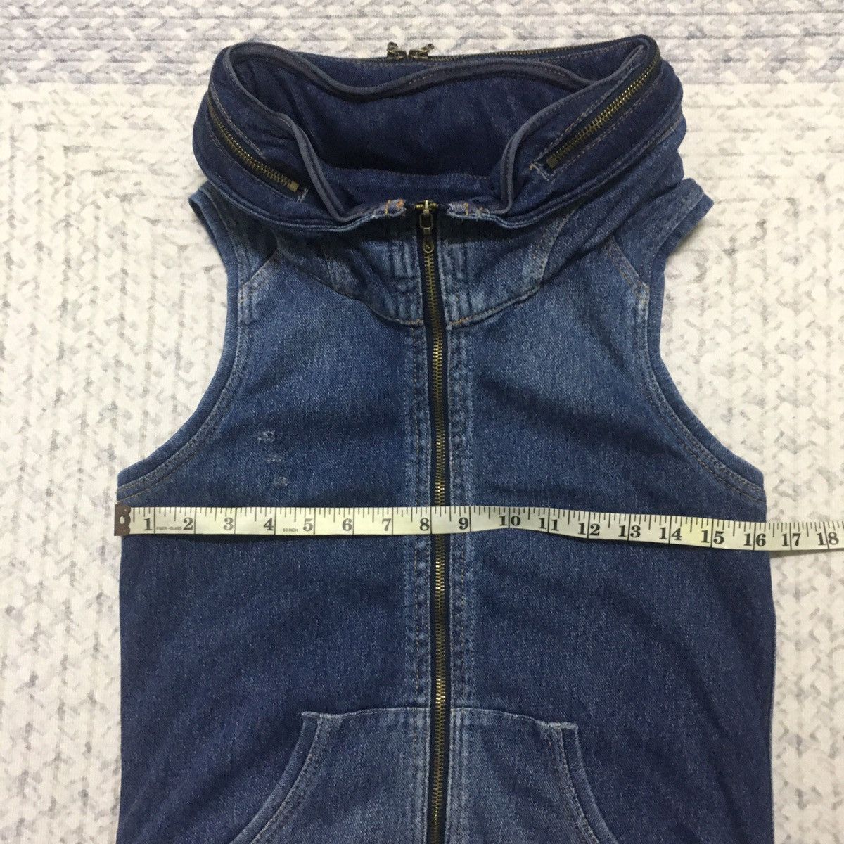 Japanese Brand Rare GOA Seditionaries Sleeveless Denim Jacket with Hoodie Size US XXS / EU 40 - 15 Thumbnail