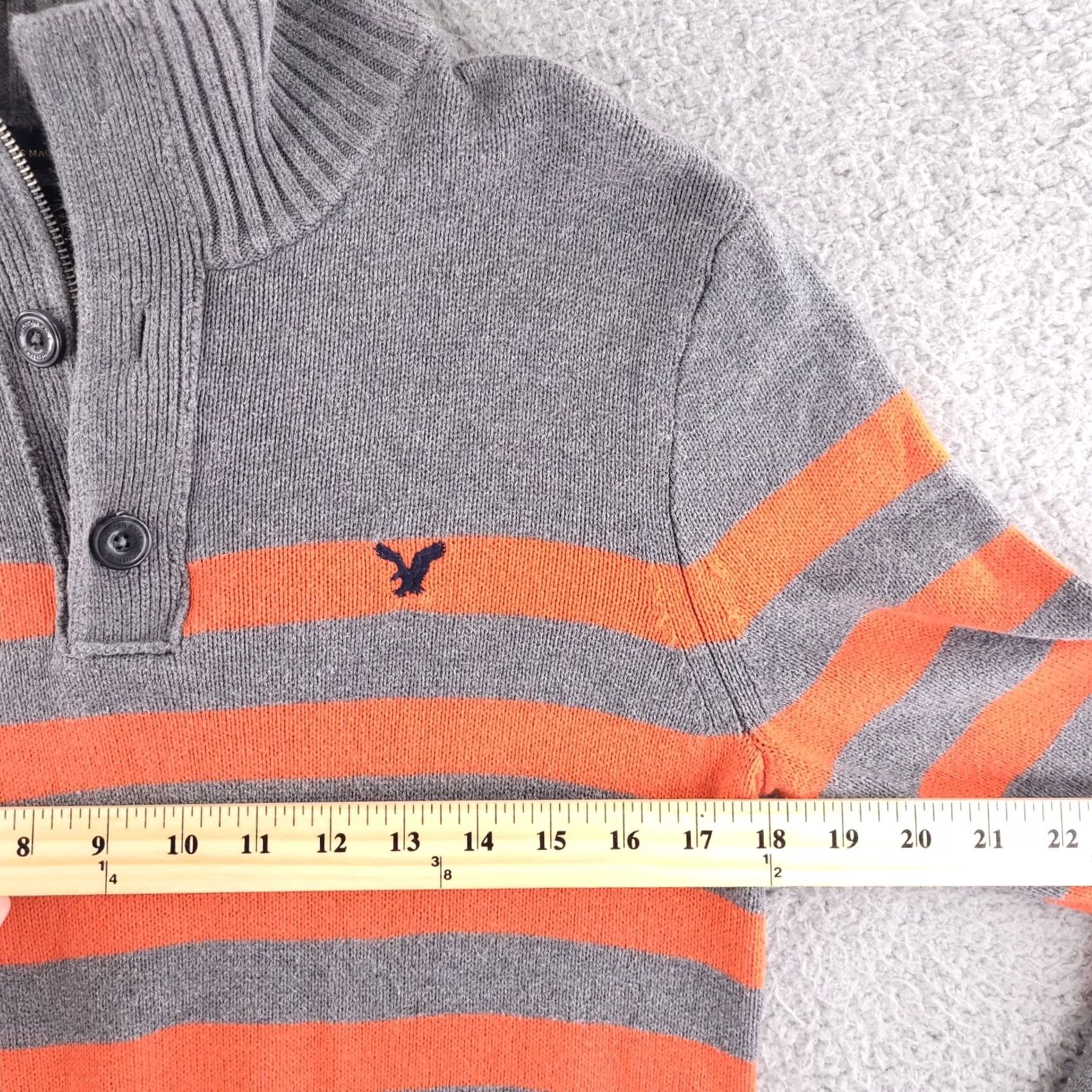 American Eagle Outfitters American Eagle Outfitters Sweatshirt? (Sweater) Knit Gray Orange Athletic Muscle Med? Size US M / EU 48-50 / 2 - 6 Thumbnail