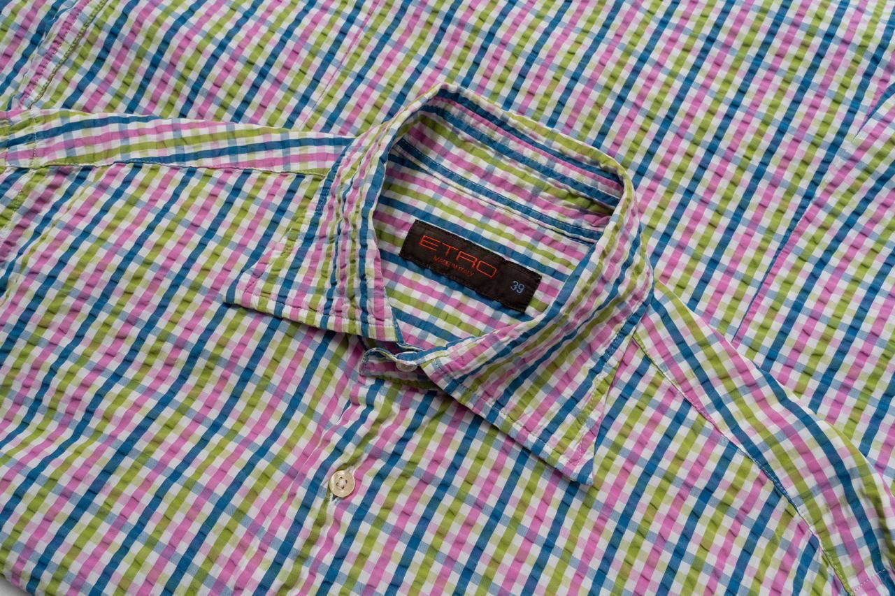 Etro 🔵ETRO Italy 39 Multicolour Check Bottom Up Shirt Made Italy Size US M / EU 48-50 / 2 - 5 Thumbnail