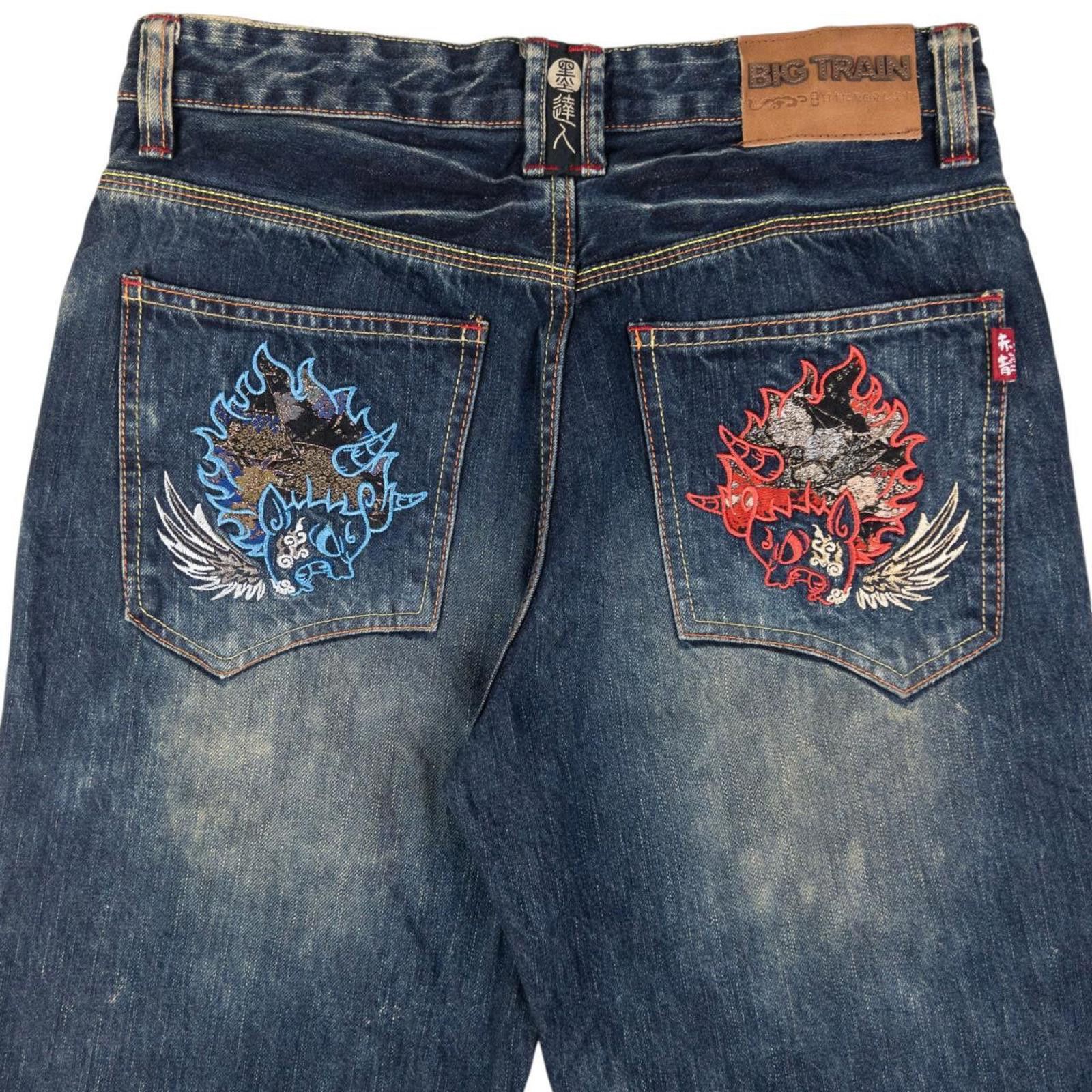 Other Vintage Big Train Embroidered Devils Japanese Jeans Size W31 Size US 31 - 1 Thumbnail