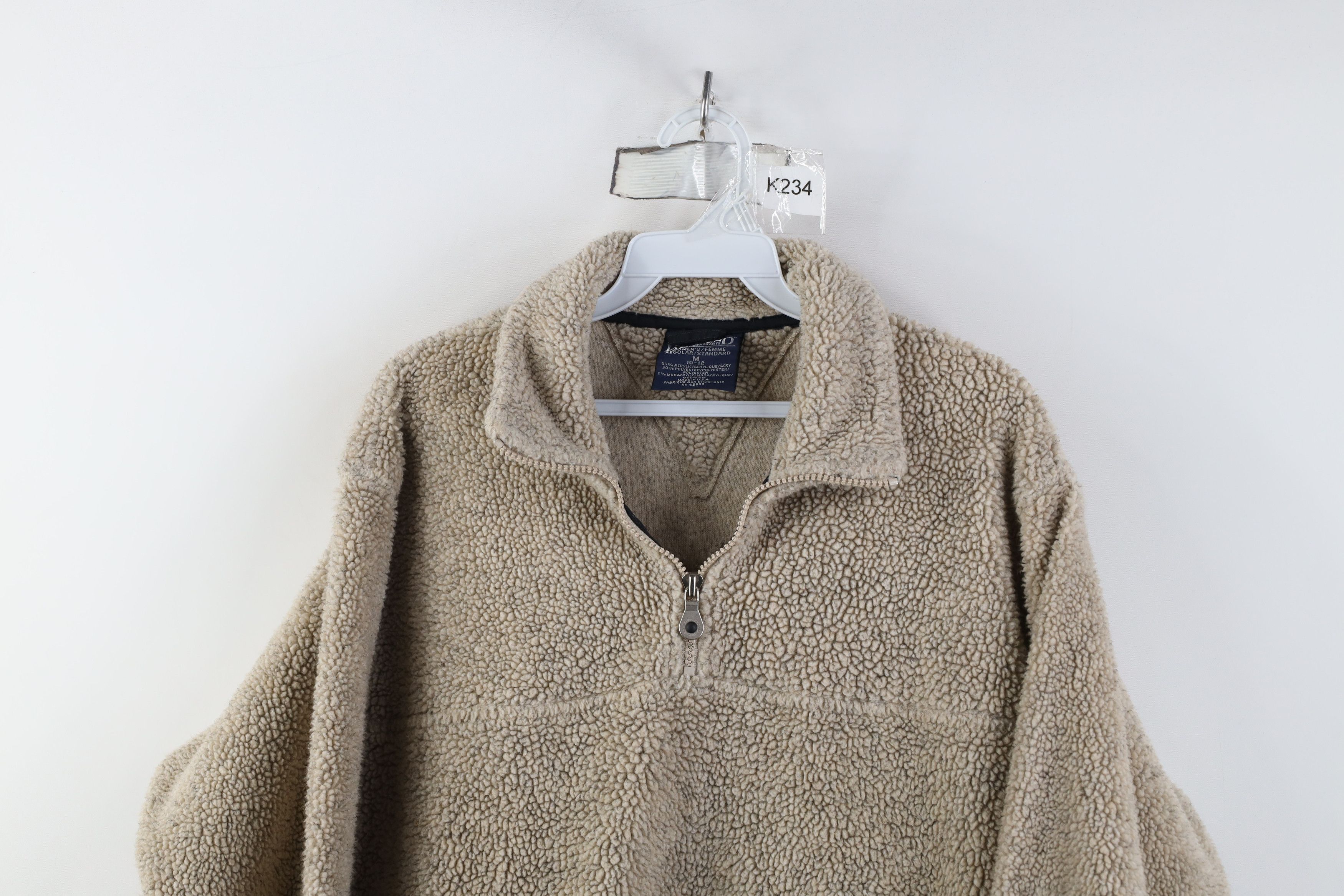 Lands' End Vintage 90s Lands End Half Zip Sweater Oatmeal Brown USA Size M / US 6-8 / IT 42-44 - 2 Thumbnail