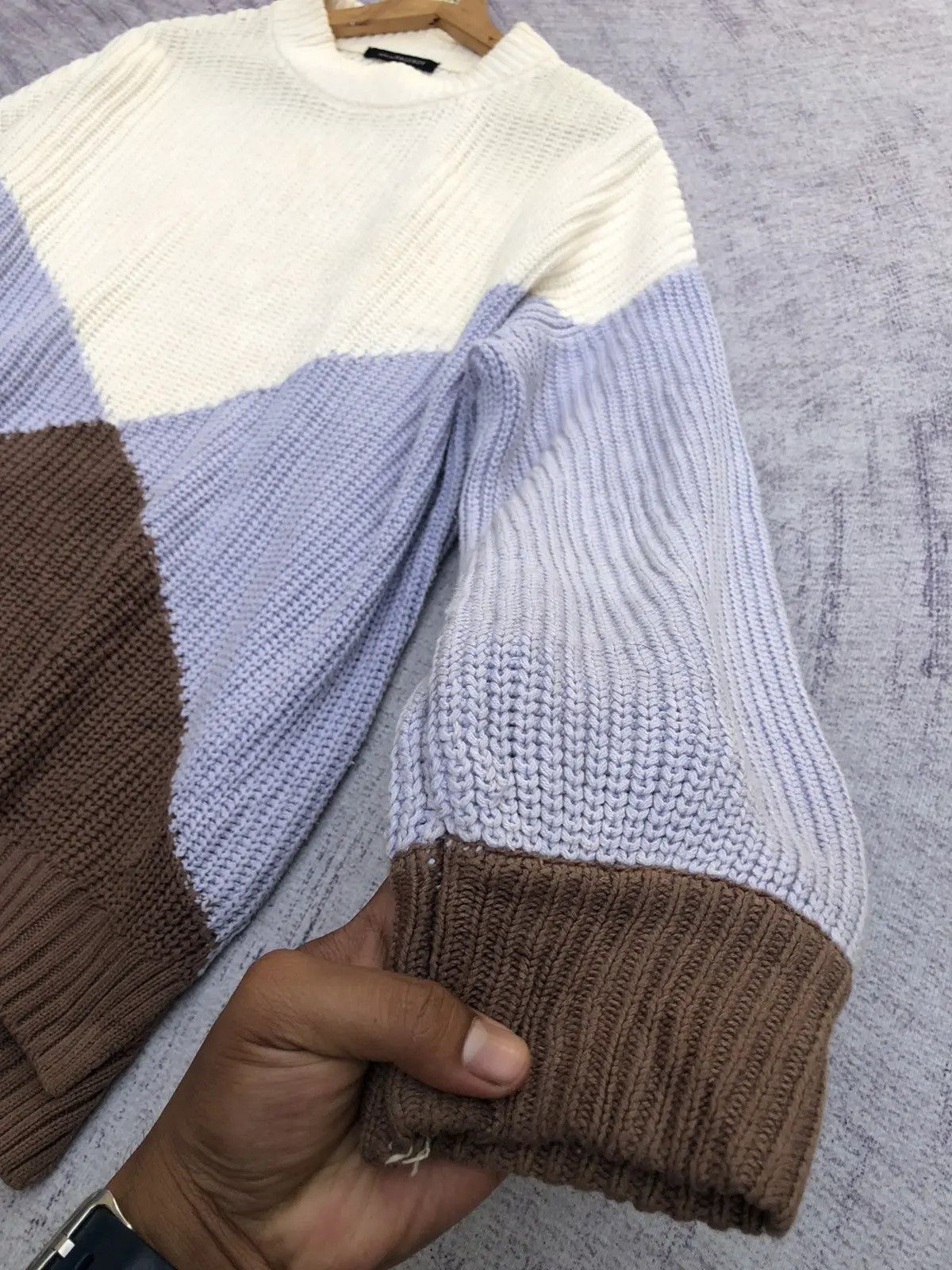 Designer × Homespun Knitwear Alicia Pageboy Stripe Pure Knit Memeri/Jumper Knitsweater Size US XL / EU 56 / 4 - 4 Thumbnail
