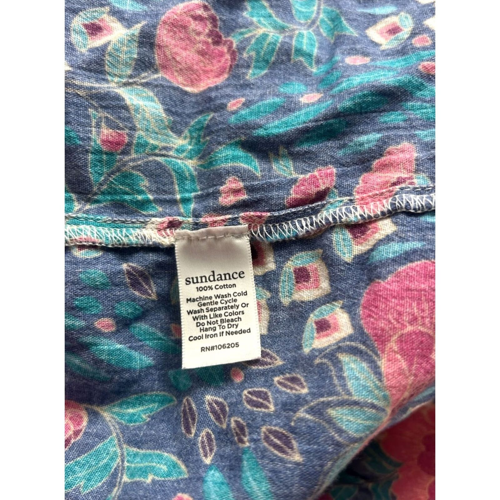 Vintage Sundance Boho Blouse Womens Dream Keeper V-Neck Floral Long Sleeve Top PL Navy NWOT Size L / US 10 / IT 46 - 5 Thumbnail