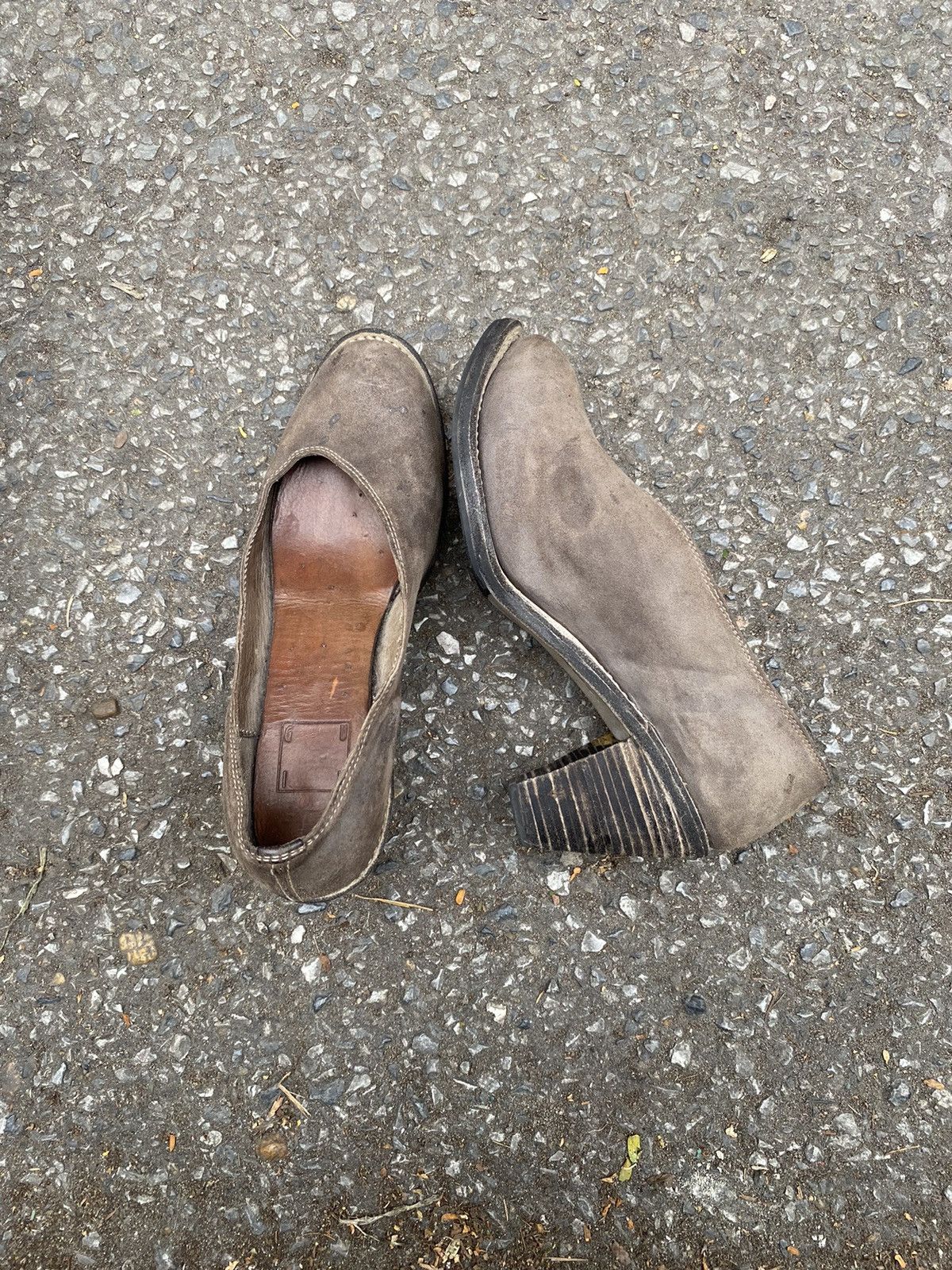 Guidi GUIDI Charcoal Leather Distressed Pumps Size US 4.5 / IT 34.5 - 3 Thumbnail