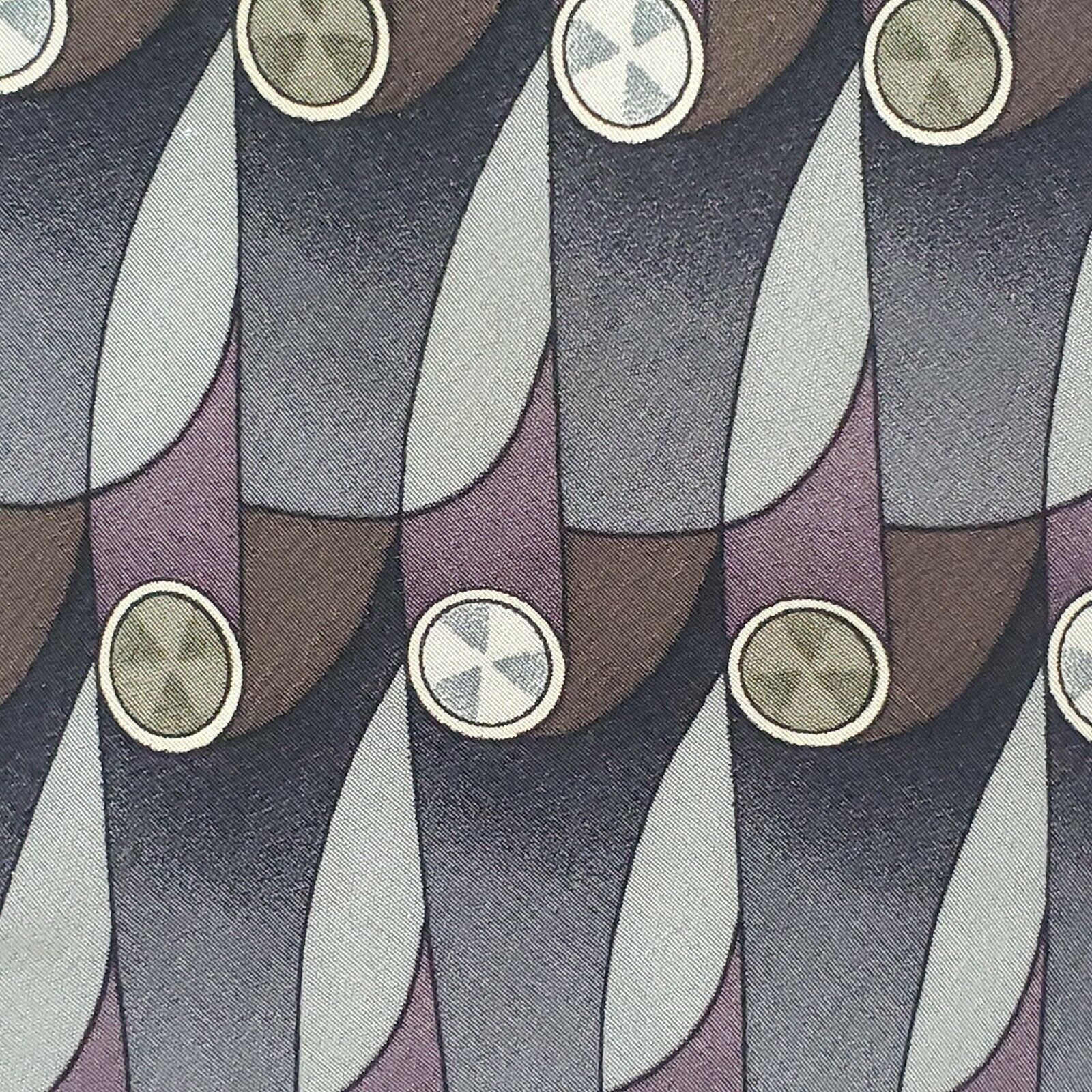 Vintage Cocktail Collection Gray Purple Silk Abstract Geometric Tie Size ONE SIZE - 2 Thumbnail