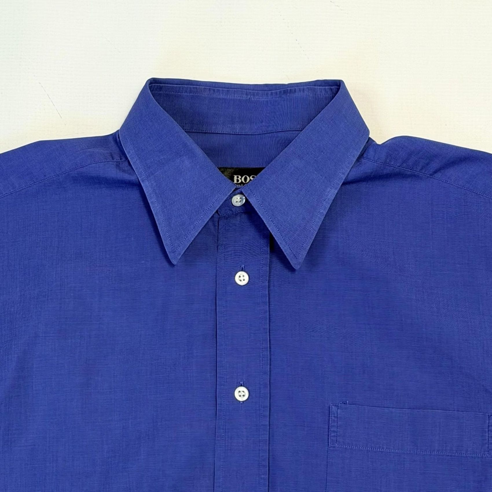 Hugo Boss VINTAGE Boss Dress Shirt Mens 16 Blue Regular Fit 100% Cotton Long Sleeve Portugal Size 42R - 4 Thumbnail