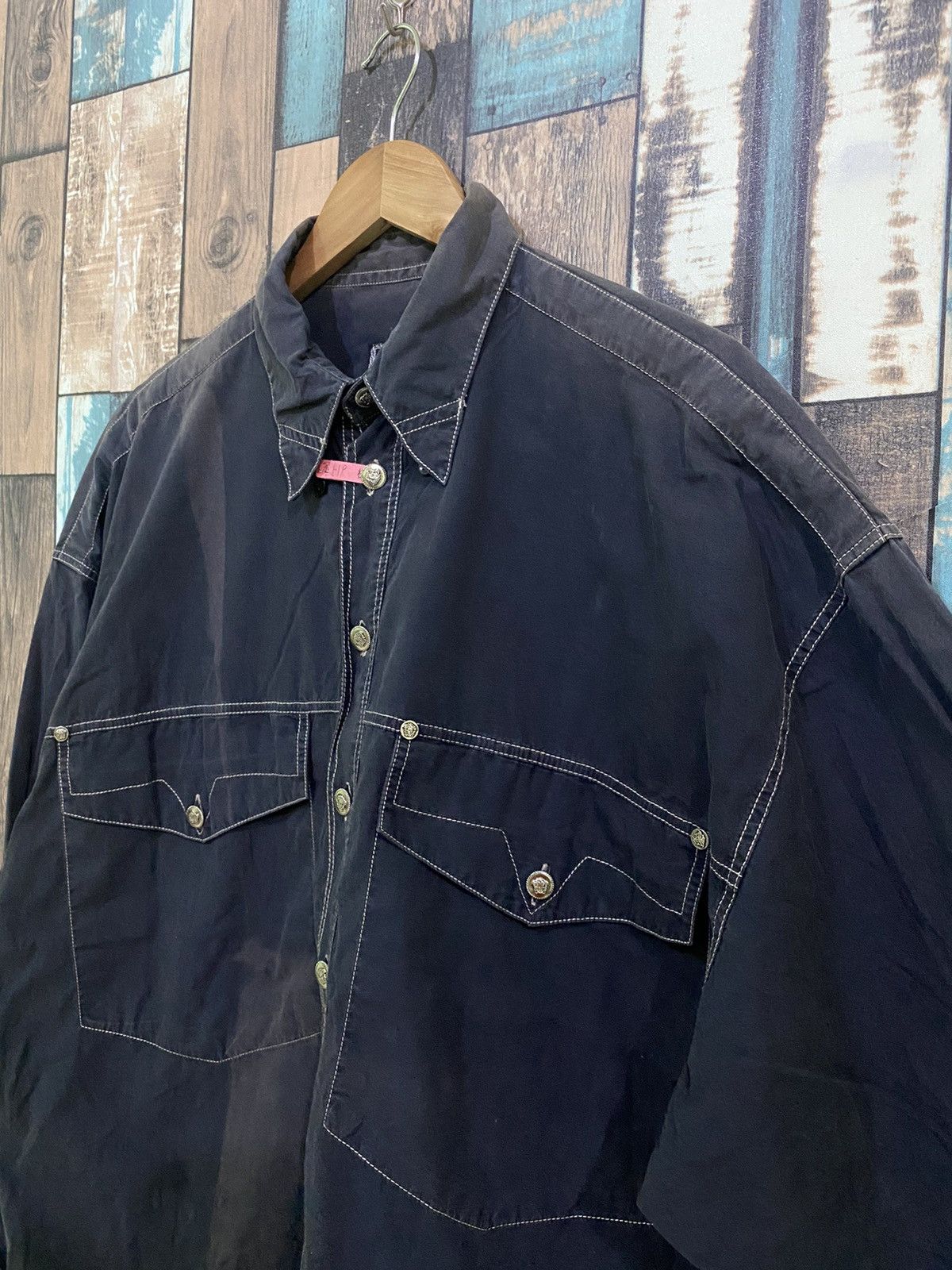 Versace × Vintage Vintage Versace Jeans Couture Sun Faded Button Up Shirt Size US L / EU 52-54 / 3 - 2 Thumbnail