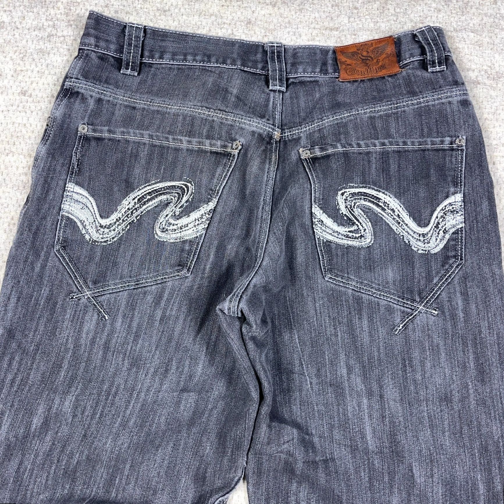 Southpole VINTAGE Southpole Jeans Men 36x29 Gray Denim Baggy Loose Fit 5-Pocket Wide-Leg Work Grunge jeans Mens Size US 36 / EU 52 - 4 Thumbnail