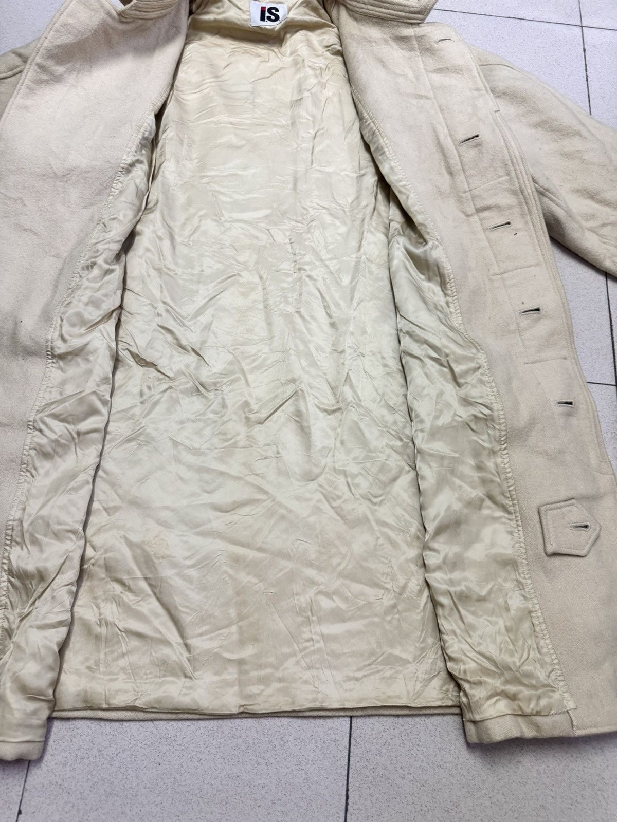 Issey Miyake 1980s I.S ISSEY MIYAKE SPORTS FLAG WOOL LONG COAT JACKET Size US XL / EU 56 / 4 - 5 Thumbnail