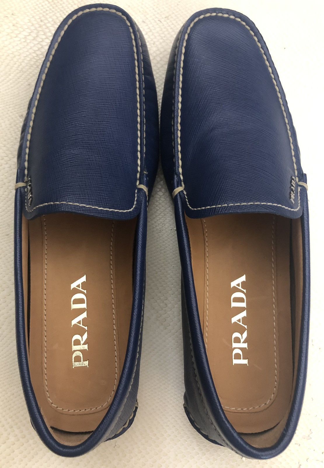 Prada Prada 🇮🇹 bluette saffiano leather Prada vamp slip on 7 NEW Size US 7 / EU 40 - 2 Thumbnail