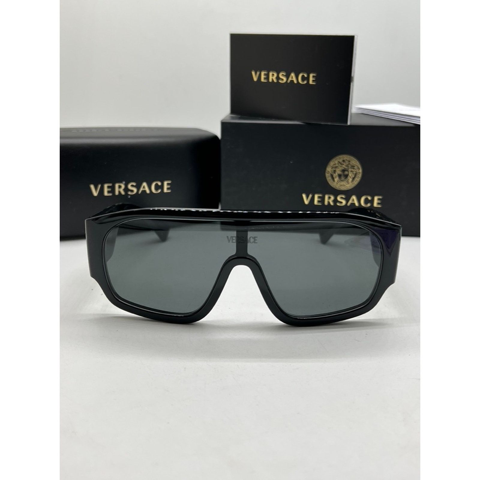 Versace NEW Versace VE4439 Mask Sunglasses in Black $414 Size ONE SIZE - 7 Thumbnail