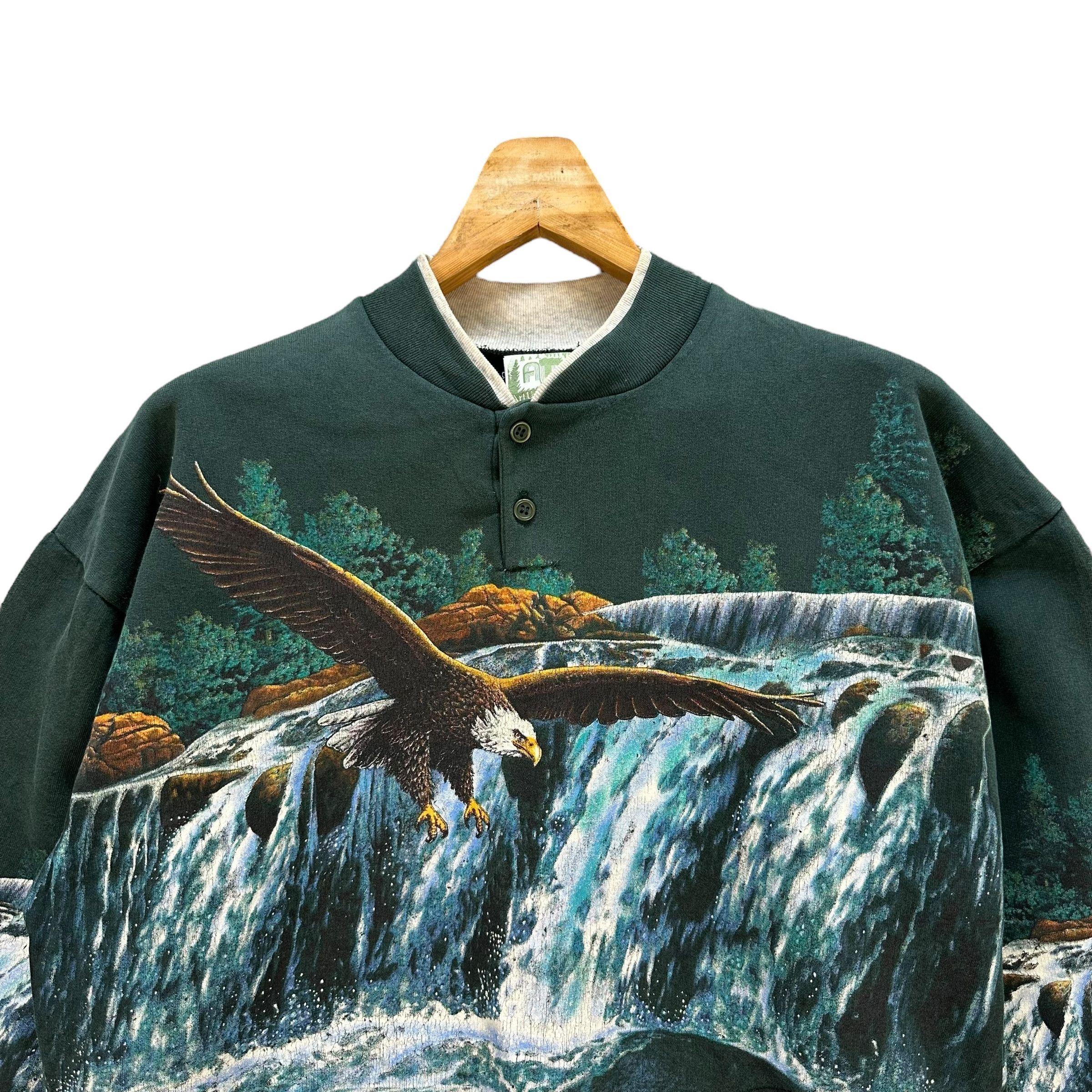 Vintage ART UNLIMITED IRWIN Eagle Nature Overprint Sweater #A3-0064 Size US L / EU 52-54 / 3 - 2 Thumbnail